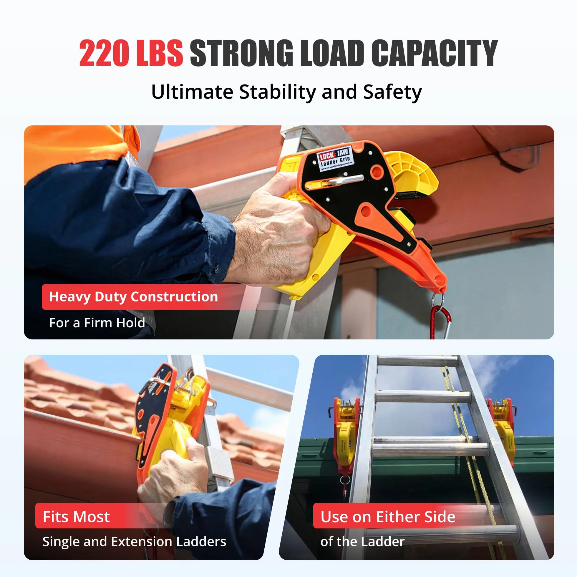 Lock Jaw Ladder Grip - Ladder Safety Clip - Feel Secure on Your Ladders and Climb Safer (zestaw 1)