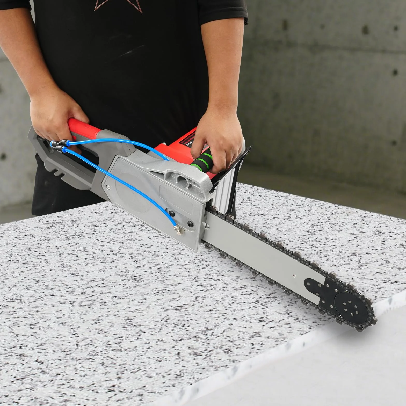 Elektryczna piła łańcuchowa do betonu 5800 W, 0-6300 obr./min, głębokość cięcia 350 mm, maszyna do cięcia kamienia z łańcuchem diamentowym i inteligentnym sprzężeniem pompy wodnej, maszyna do cięcia