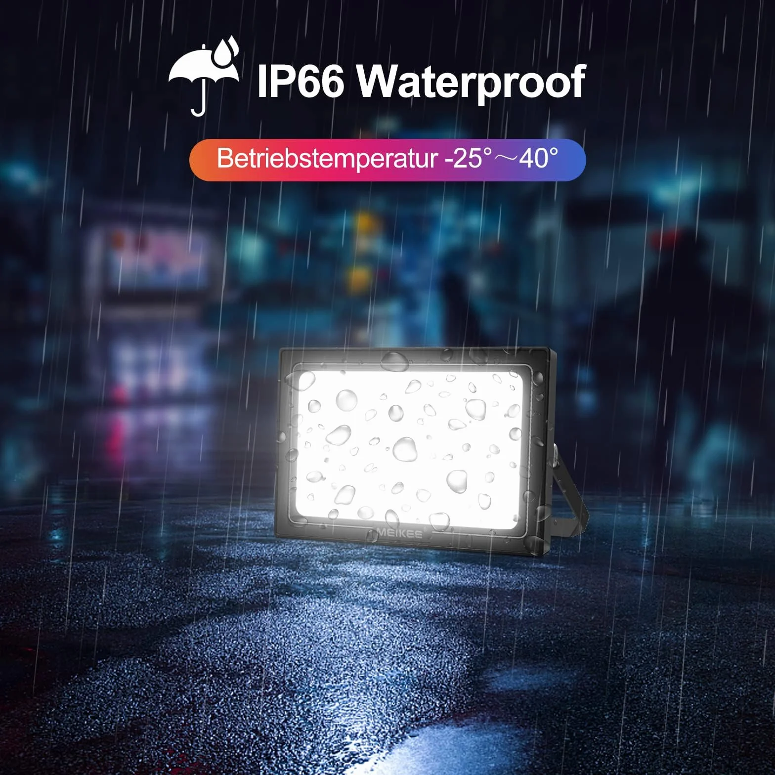 MEIKEE Reflektor LED RGB 30W IP66 z pilotem RF 360° 10 kolorów 12 trybów timer