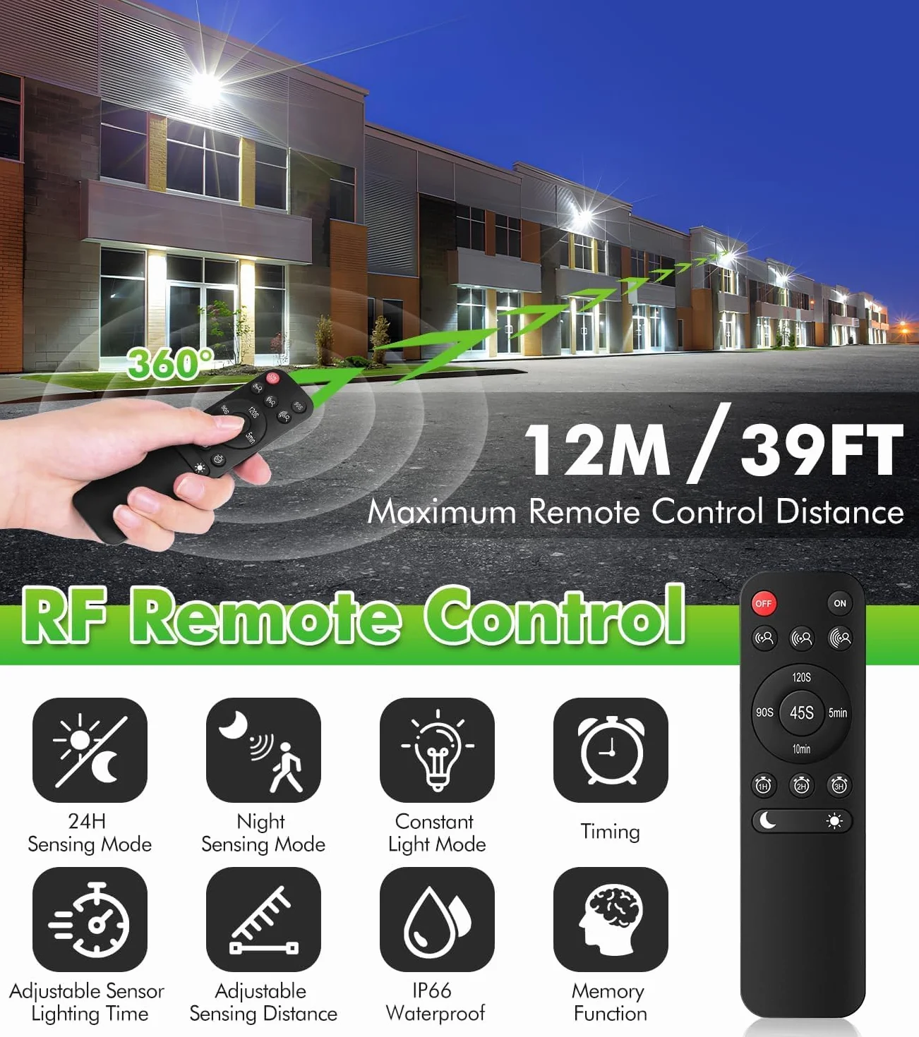 CLY Reflektor LED 60 W z czujnikiem ruchu, pilot zdalnego sterowania, 5640 lm, super jasny, 6500 K, zimna biel, IP66, wodoszczelny, zewnętrzny, regulowany stopień jasności, reflektor do ogrodu, garażu