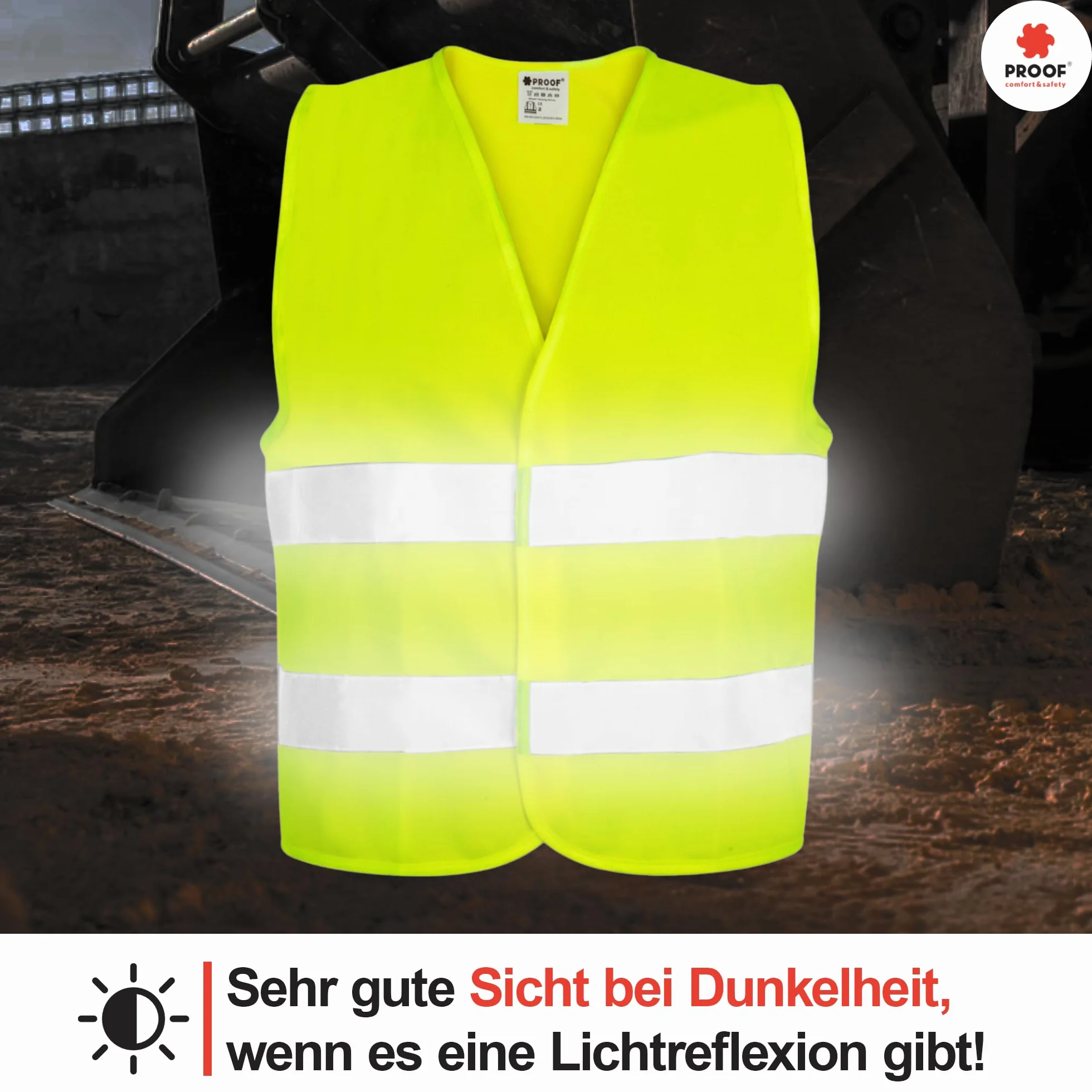 PROOF COMFORT & SAFETY Kamizelka odblaskowa, 1 szt., jasnożółty S - XXXL