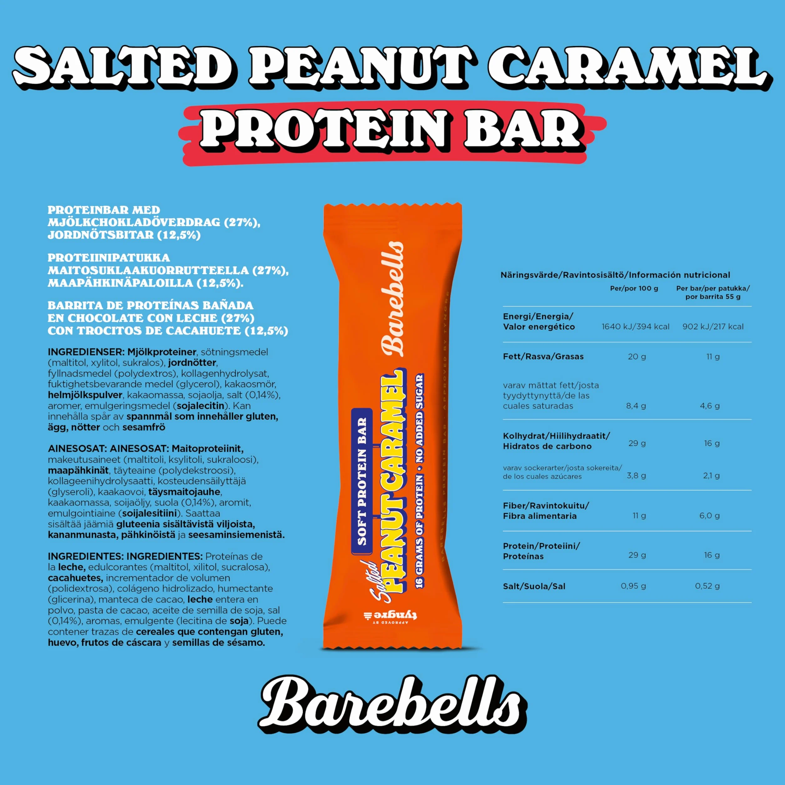Protein Bar Batonik Proteinowy Niska Zawartość Cukru Salted Peanut Caramel 12 x 55 g