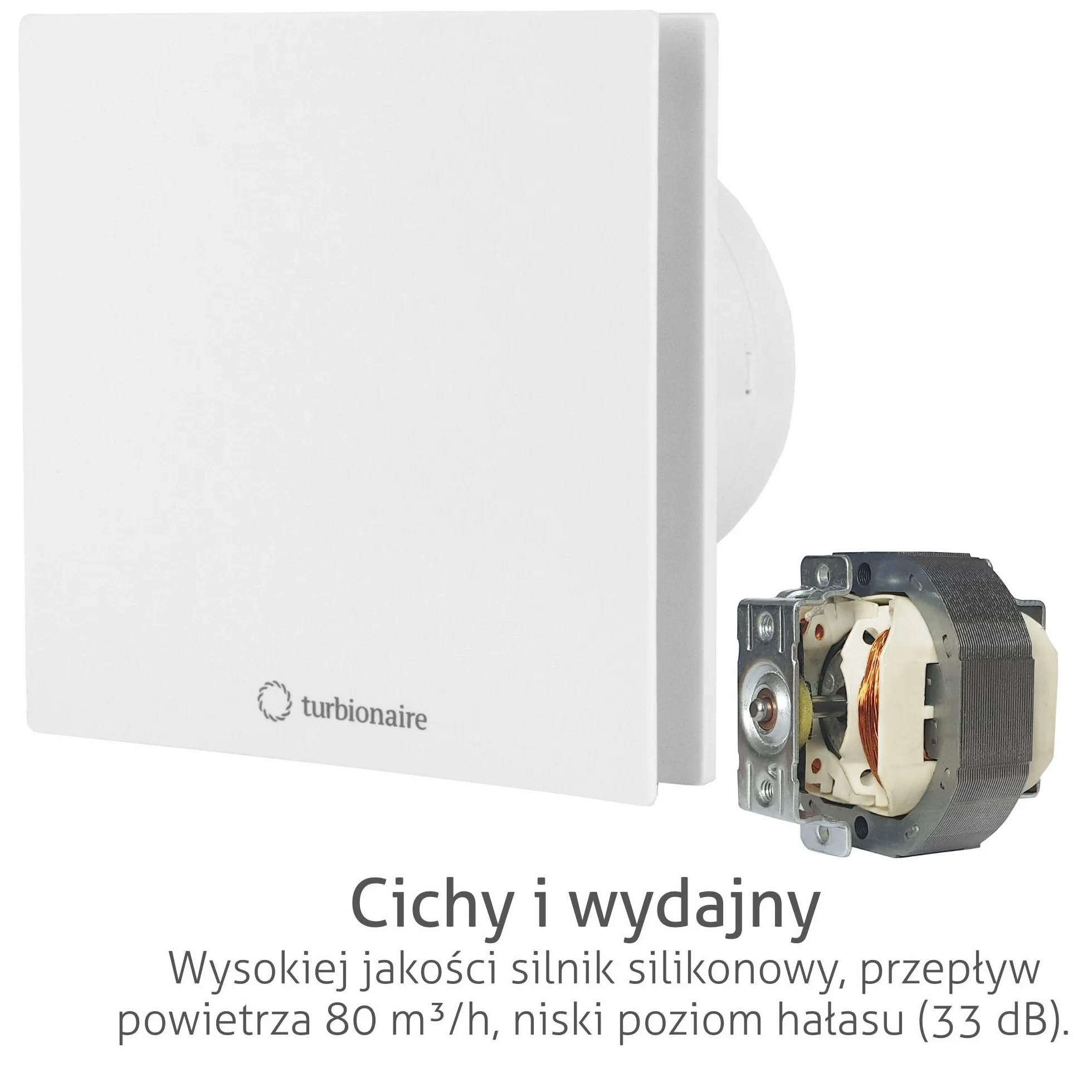 Turbionaire Arte 100 SW wentylator łazienkowy 100 mm, 80 m³/h, Biały, Minimalistyczny design, Cicha, Ochrona przed przeciągiem, Osysanie obwodowe, Ochrona IPX4