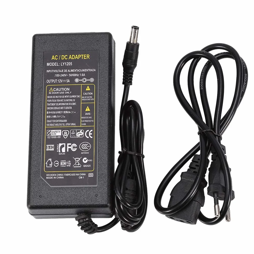 Zasilacz 12V 5A 60W do taśm LED SMD 5050/5630/5730/3528 5,5 x 2,5 mm (UE)