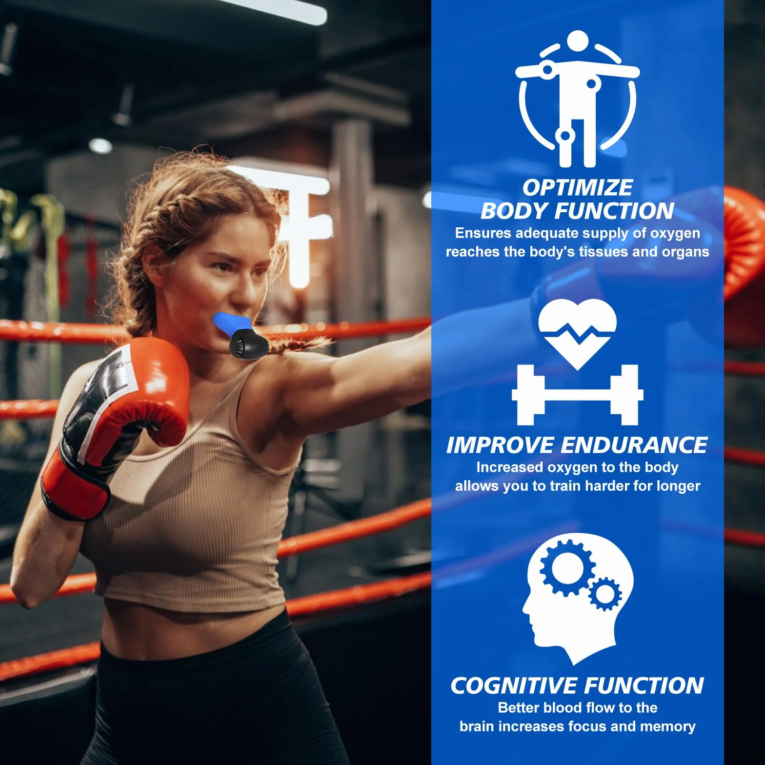 oxyfit Oxyfit trener oddychania, trener oddechu, płuc, trener oddechowy, trener ćwiczeń oddechowych z regulowanymi opornikami dla zwiększenia wytrzymałości oddechowej – niebieski