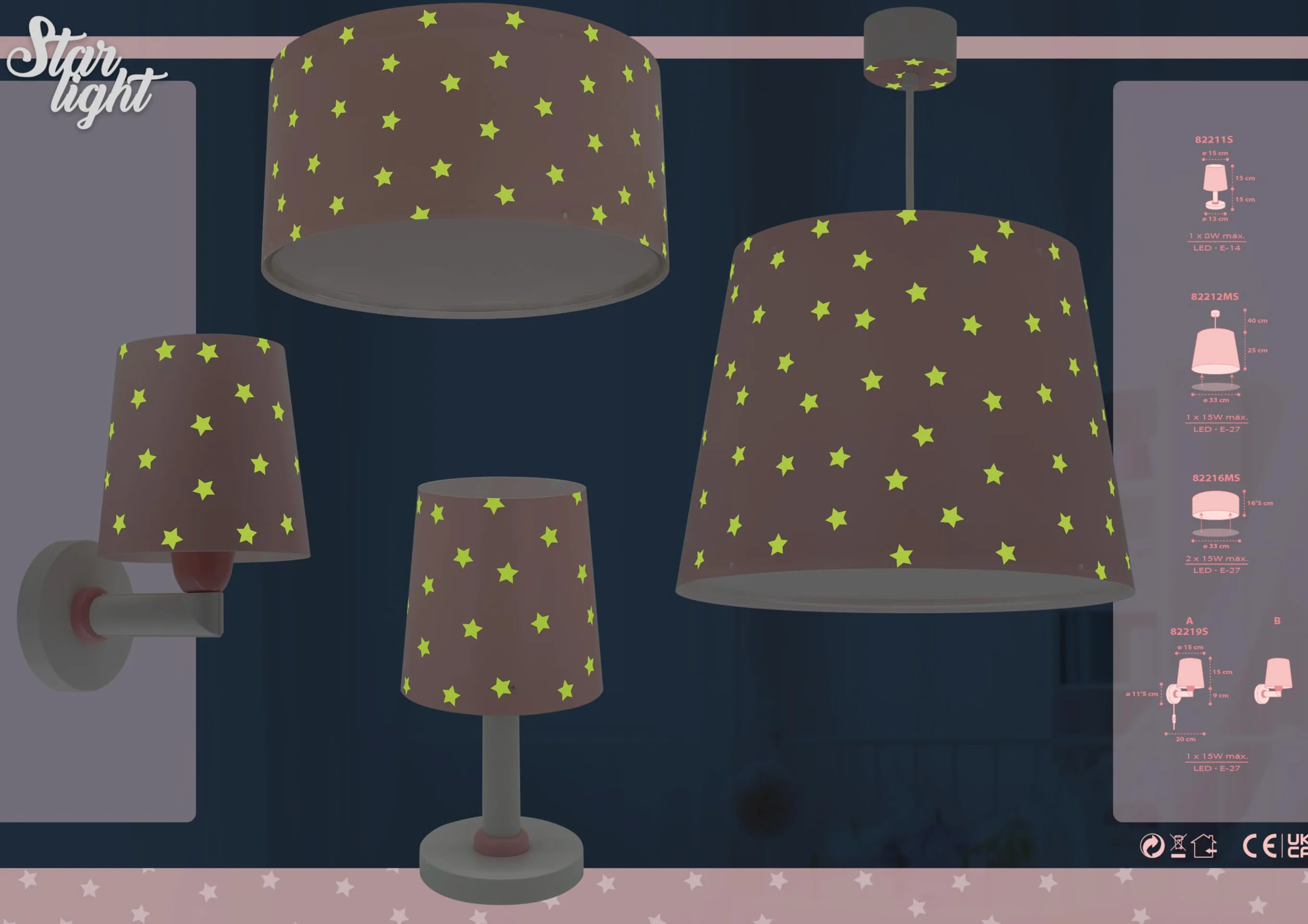 Dziecięca lampa stołowa Dalber Star Stars w kolorze jasnoróżowym