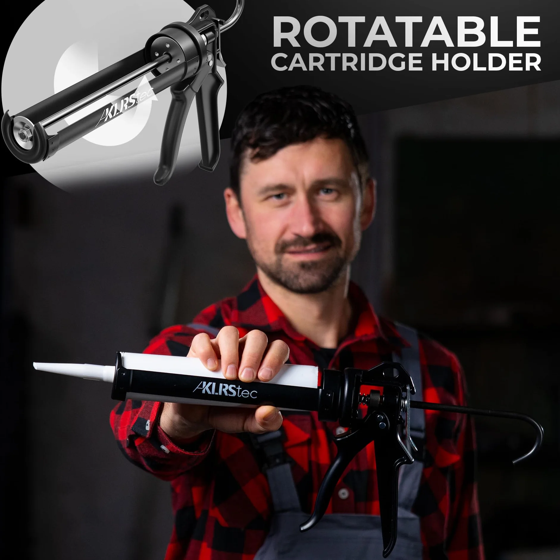 KLRS tec Professional Caulking Gun I Your Joints Will be Perfect! Profesjonalny metalowy pistolet do wszystkich popularnych wkładów uszczelniające i klejących (silikon, akryl itp.) 310 ml