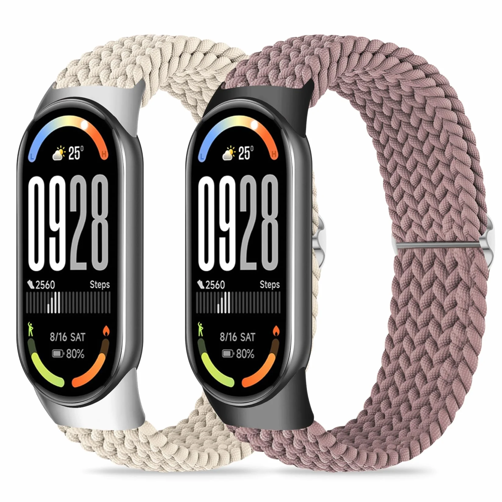 Pleciona bransoletka Mi Band 9 / Mi Band 8 dla mężczyzn i kobiet, elastyczny, miękki nylon, pasek do zegarka, zapasowy pasek do Xiaomi Smart Band 9 / Xiaomi Smart Band 8, 2 sztuki