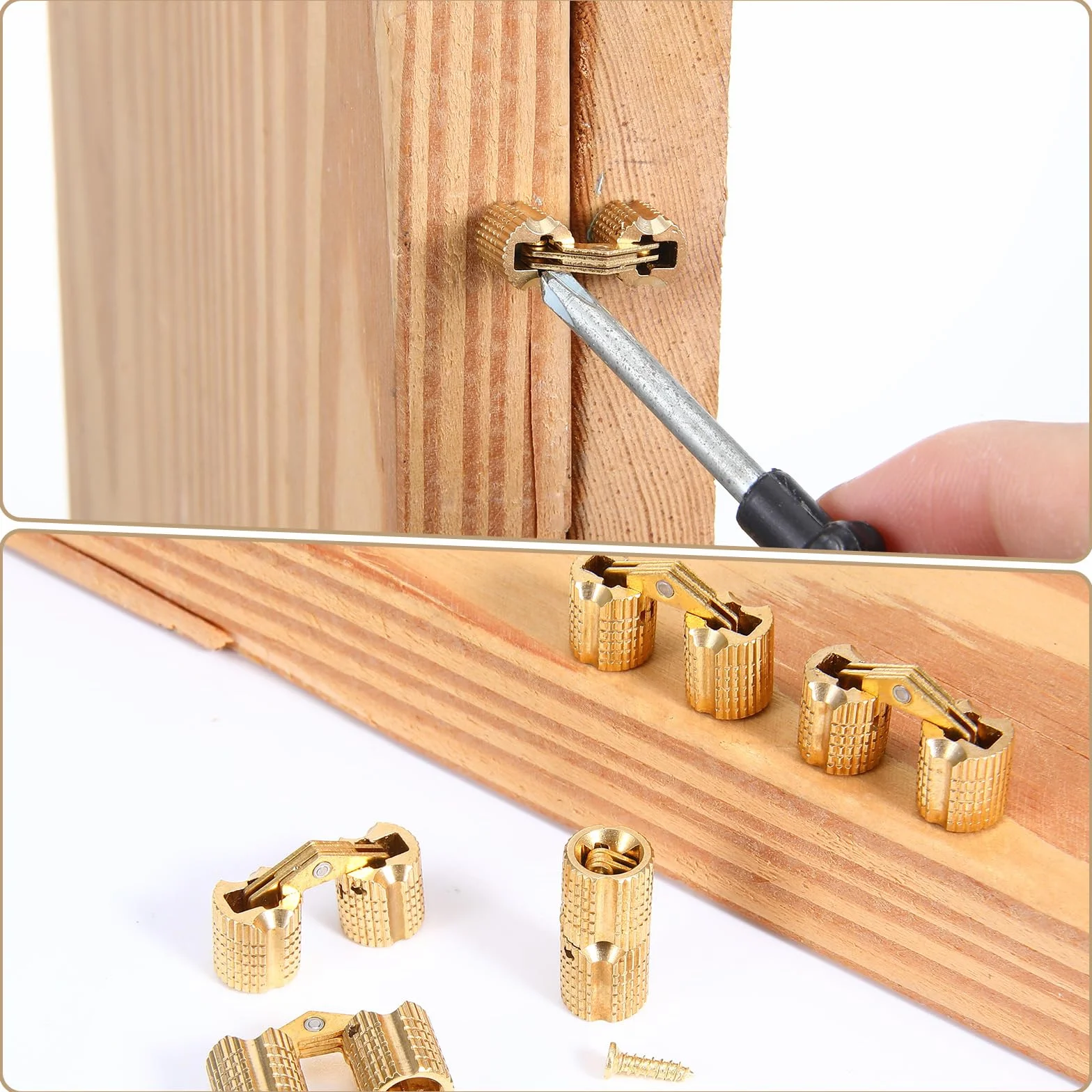6 sztuk mosiężnych zawiasów beczkowych, 8 mm, mini zawiasy 180 stopni, kąt otwarcia 180 stopni, małe mosiądz, ukryte zawiasy meblowe do samodzielnego wykonania szkatułki na biżuterię, drewniane