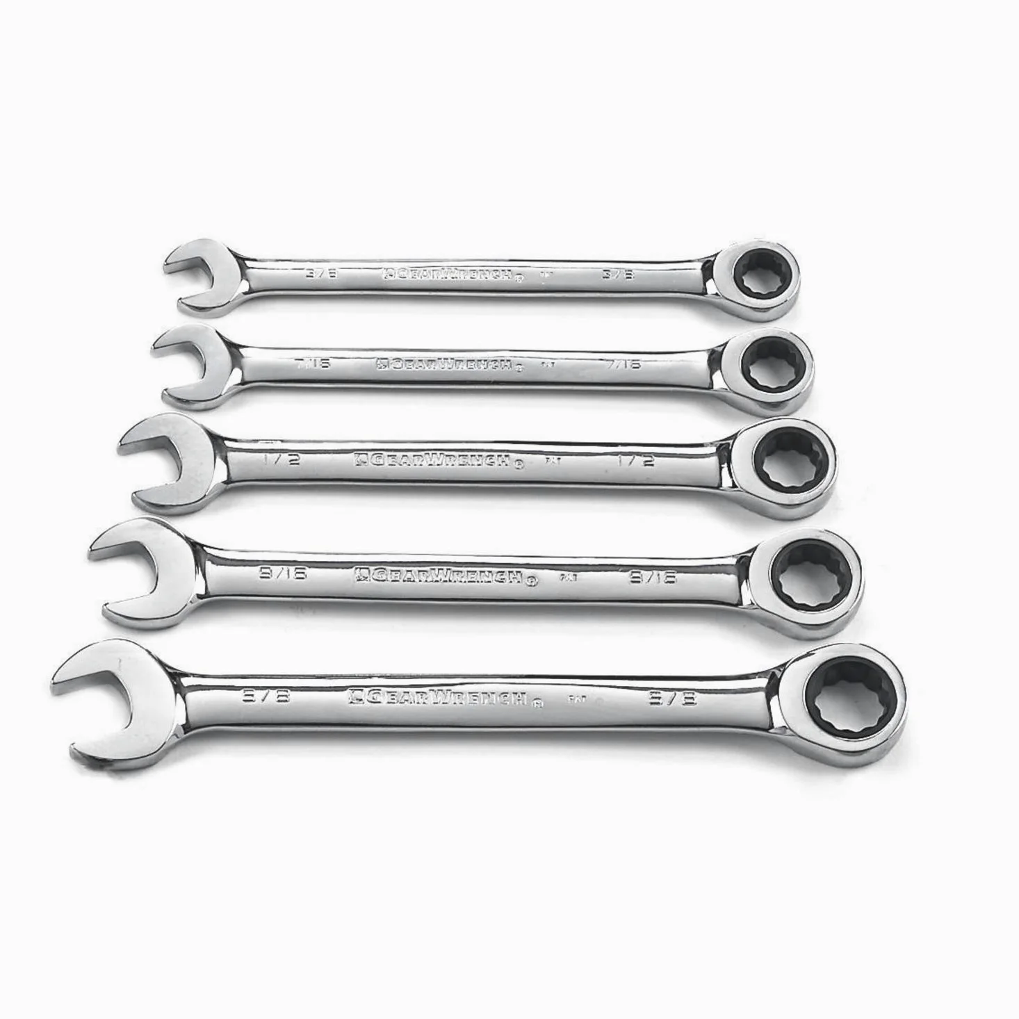 GEARWRENCH Juego de llaves combinadas de carraca, 5 unidades, 12 puntos, SAE - 93005