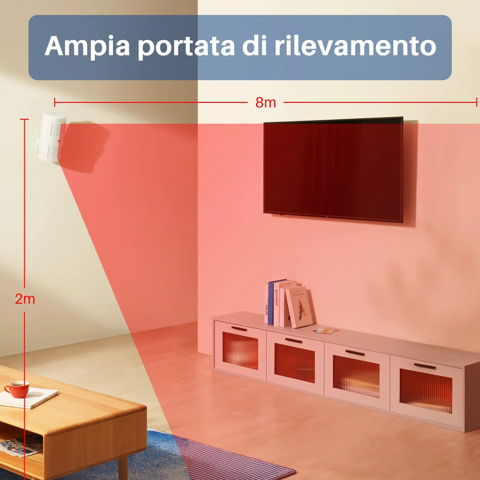 Chuango PIR-910 Bezprzewodowy czujnik ruchu w pomieszczeniach kompatybilny ze zwierzętami domowymi - czujnik systemu bezpieczeństwa - system alarmowy GSM - kąt 110° i zasięg wykrywania 8m