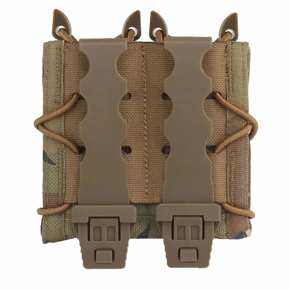 Tatical 9MM 1911 Kabura Na Magazynek Uniwersalny Montowany Na Pasku Bungee Retention Airsoft Podwójny Pistolet MAG Etui MOLLE Podwójny Stos (Color : BK)