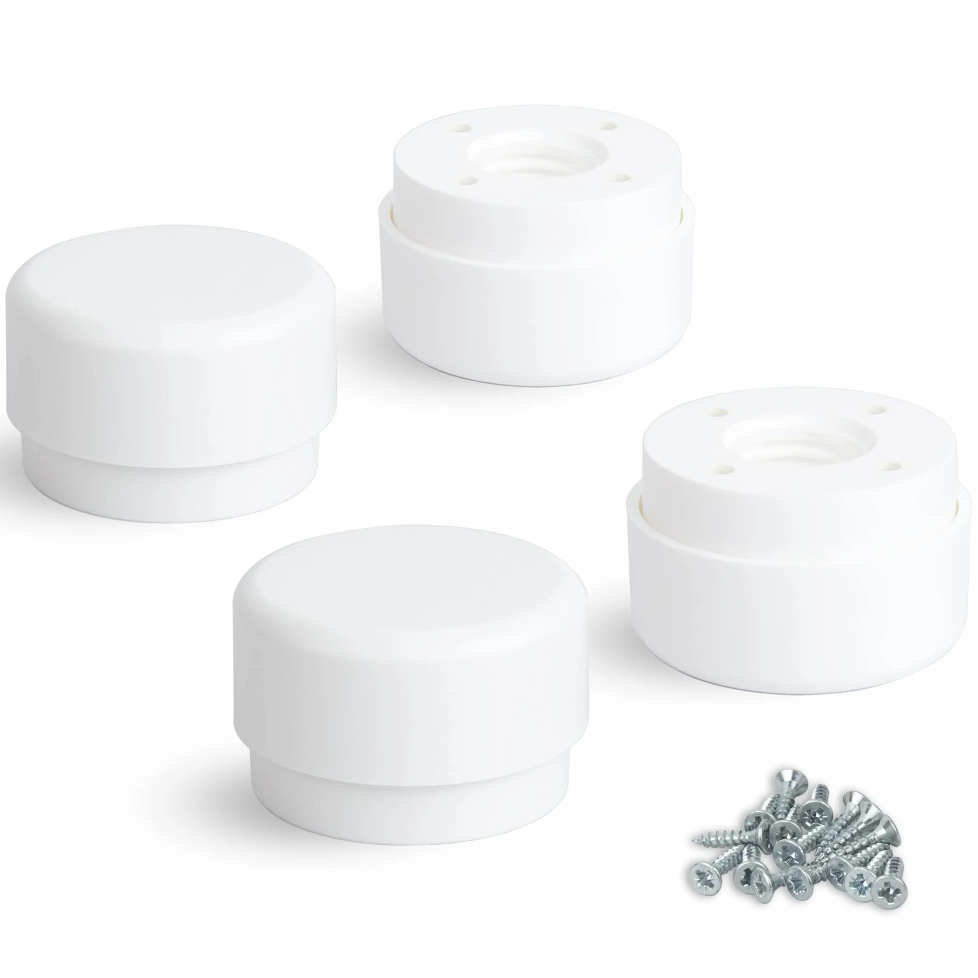 Nóżki meblowe regulowane nóżki do mebli, Ø 55 mm, wysokość 23-35 mm, zestaw 4 nóżek meblowych, okrągłe, białe