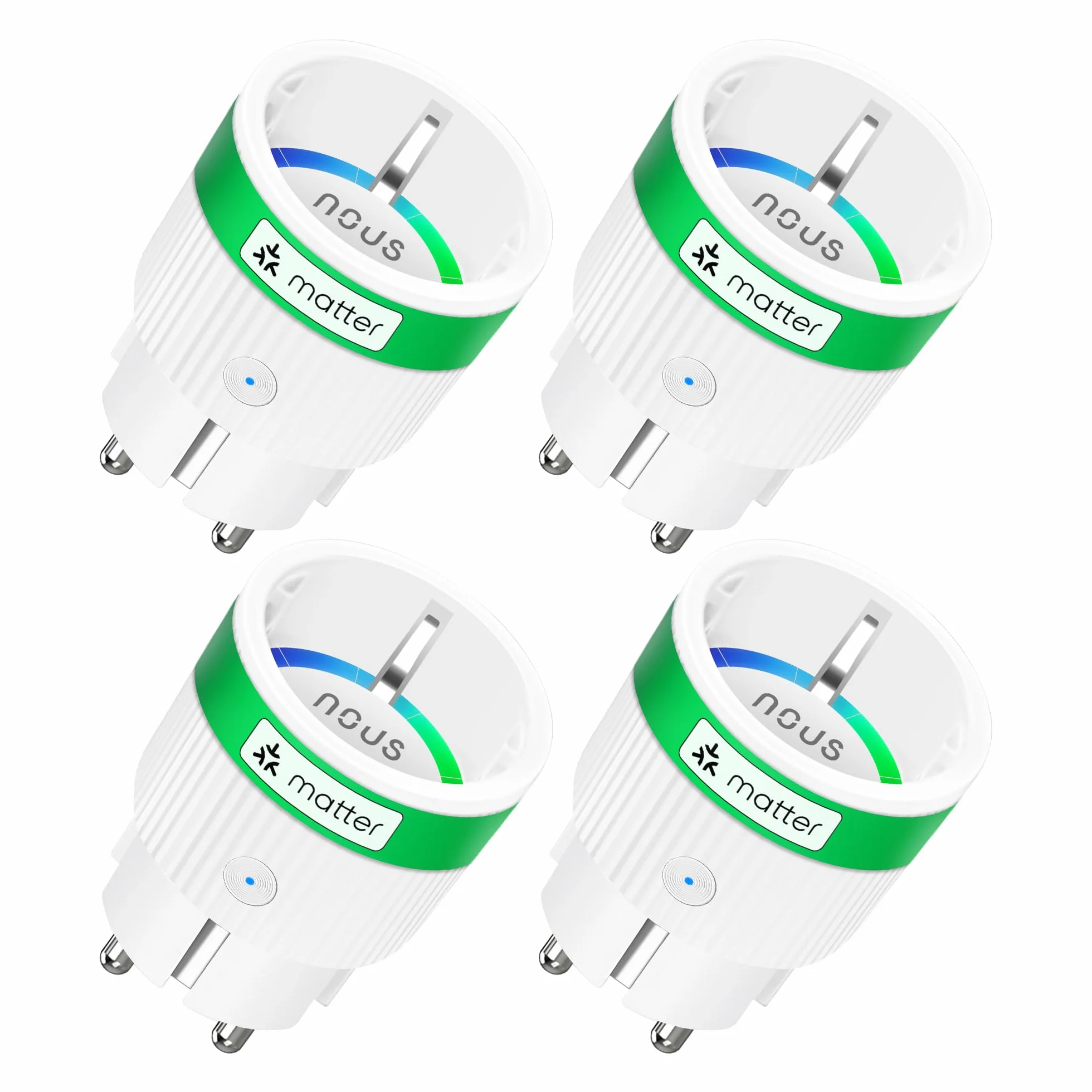 NOUS Matter Inteligentne Gniazdko WiFi z Pomiarem Zużycia Energii 16A 3840W, Kompatybilne z Alexa Google Home Tuya Apple Home, 4 szt.