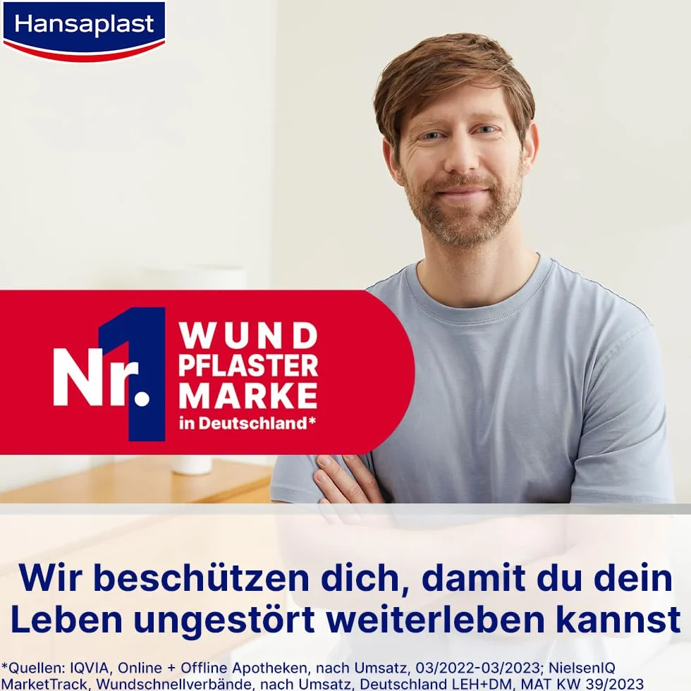 Hansaplast Plaster mocujący Classic (5 m x 2,5 cm), taśma do łatwego i bezpiecznego mocowania opatrunków, rolka z dużą siłą klejenia.