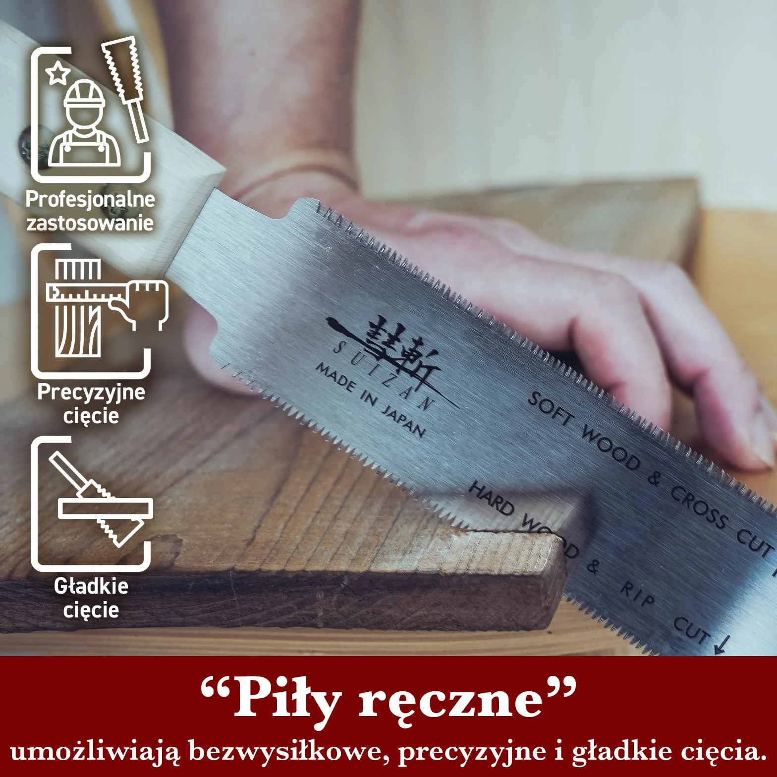 SUIZAN Ryoba Japońska piła ręczna dwustronna 150mm - Profesjonalne narzędzia do obróbki drewna