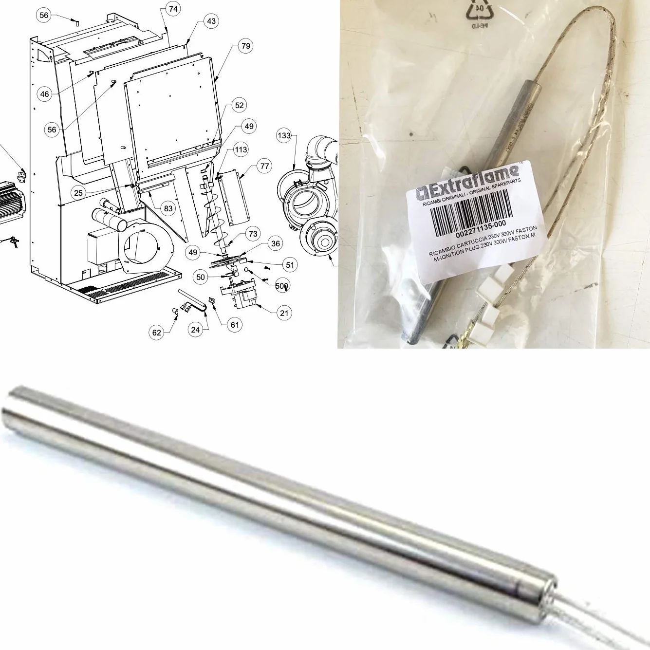 ŚWIECZKA DO PELLET, WYTRZYMAŁOŚĆ, Wkład PELLET PORYGINALNY EXTRAFLAME 002271135