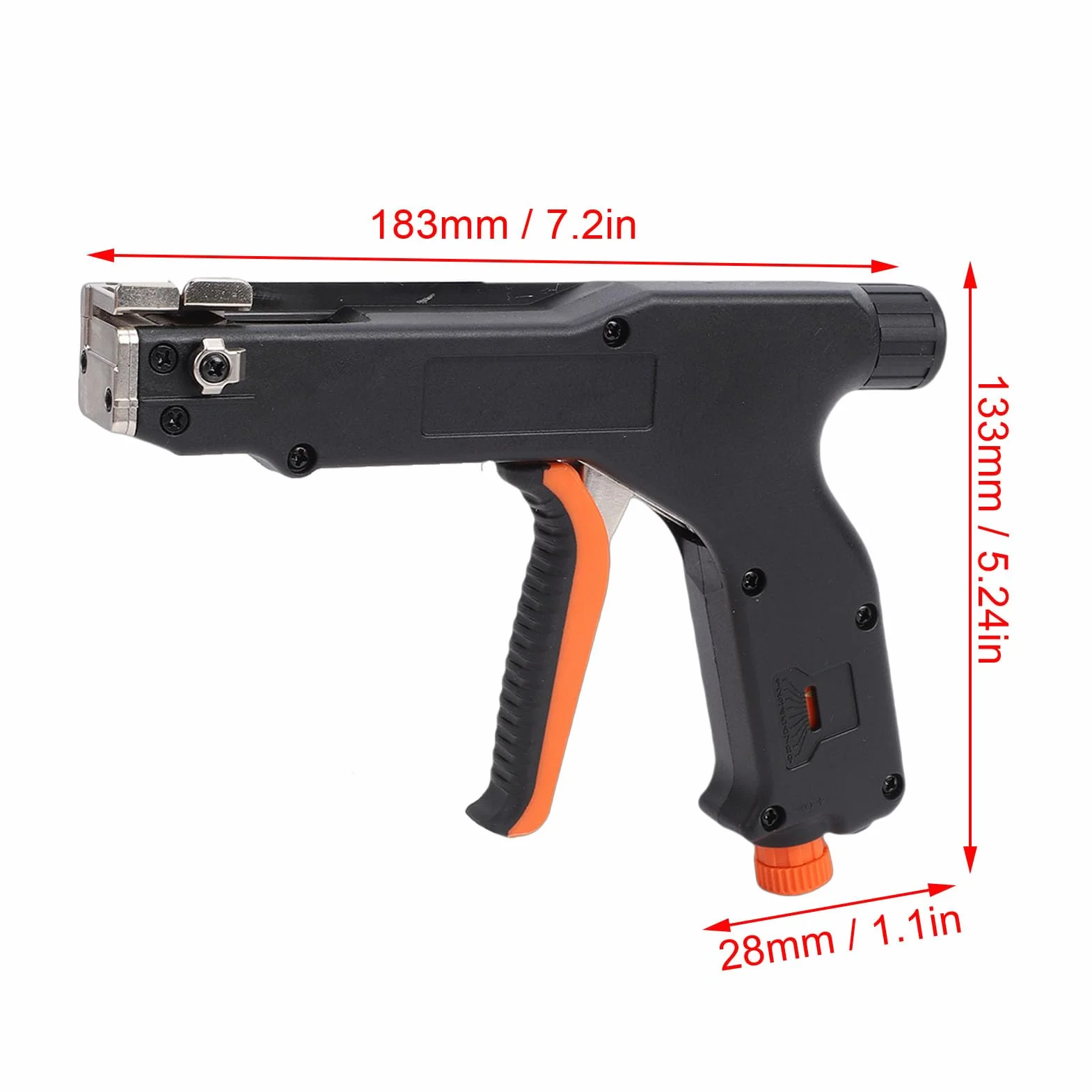 Pistolet do opasek kablowych, samoblokujący, regulowany zacisk ze stali wysokowęglowej, funkcja utrzymywania długości od 2 do 12 mm, odpowiedni do nylonowych opasek kablowych