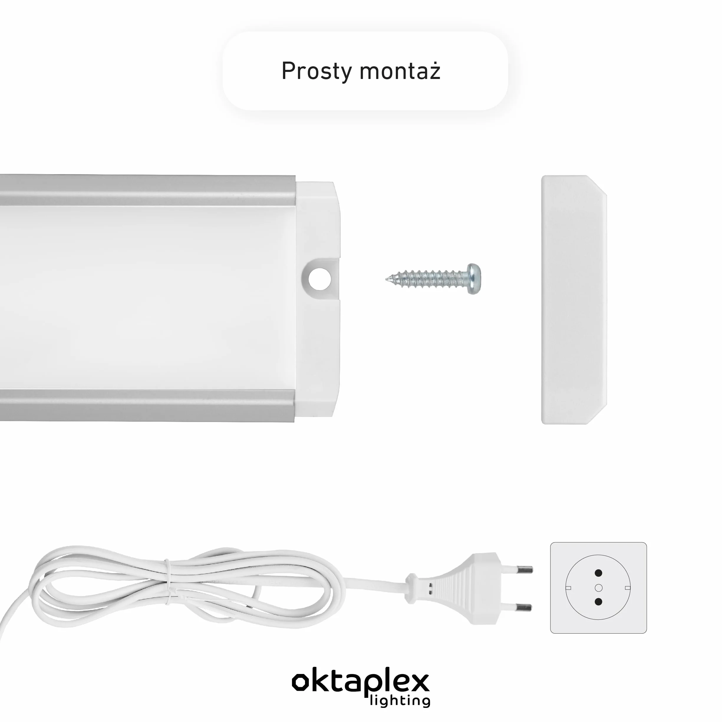 Oktaplex Riva oświetlenie szafki kuchenne LED 90cm 730lm 10W ściemniania ciepła biel srebrny