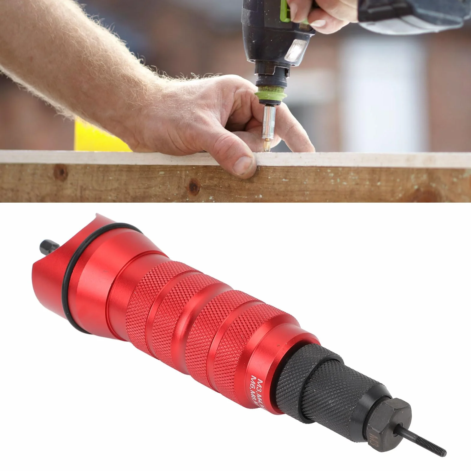Zestaw adaptera do elektrycznej wiertarki nitowej Przenośny Mocny z 6 wymiennymi głowicami Bezprzewodowy pistolet do nitowania Adapter do instalacji Konserwacja Budynek Winda