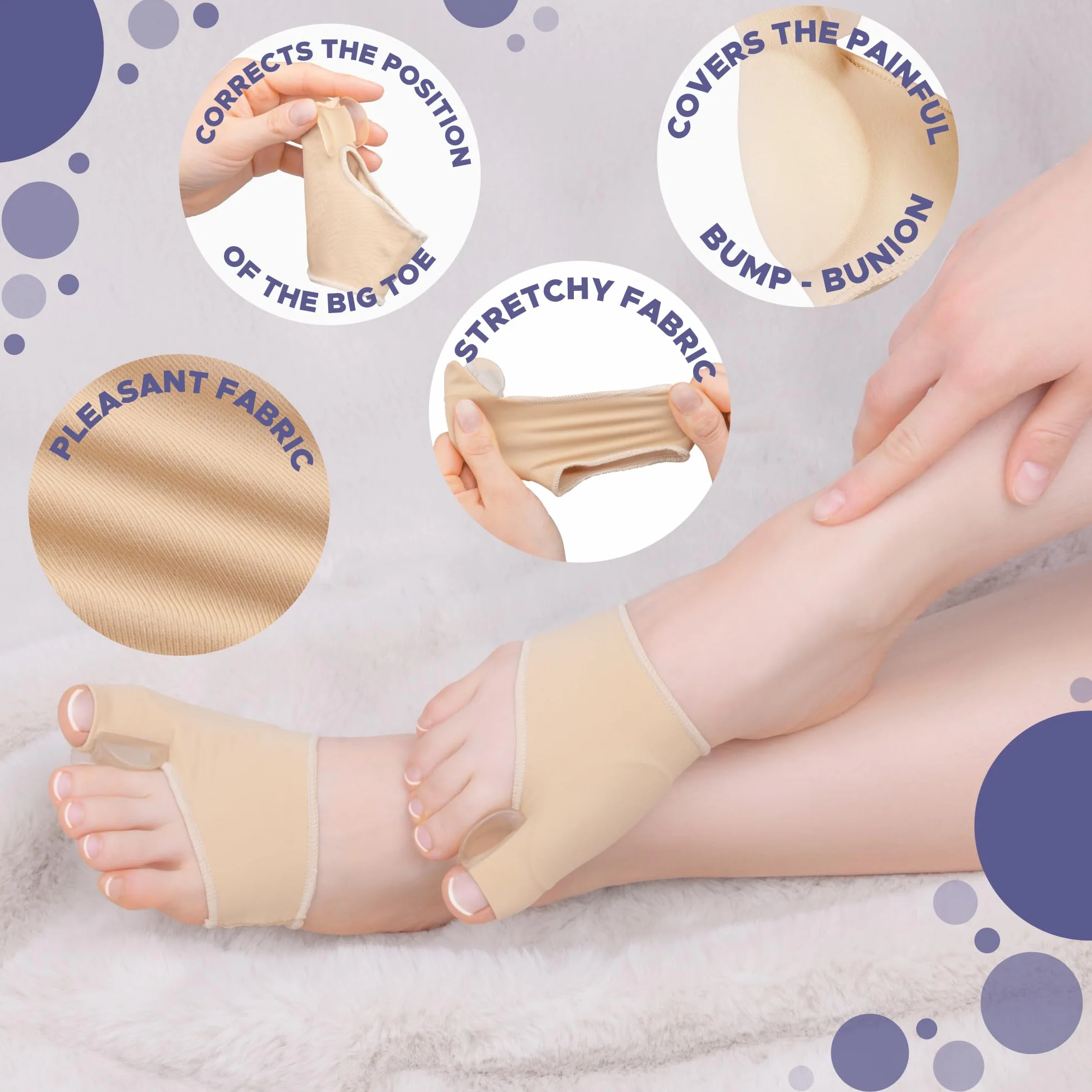 SULPO Opaska na Halluksy Hallux Valgus – separator palców i silikonowa poduszka, 1 para
