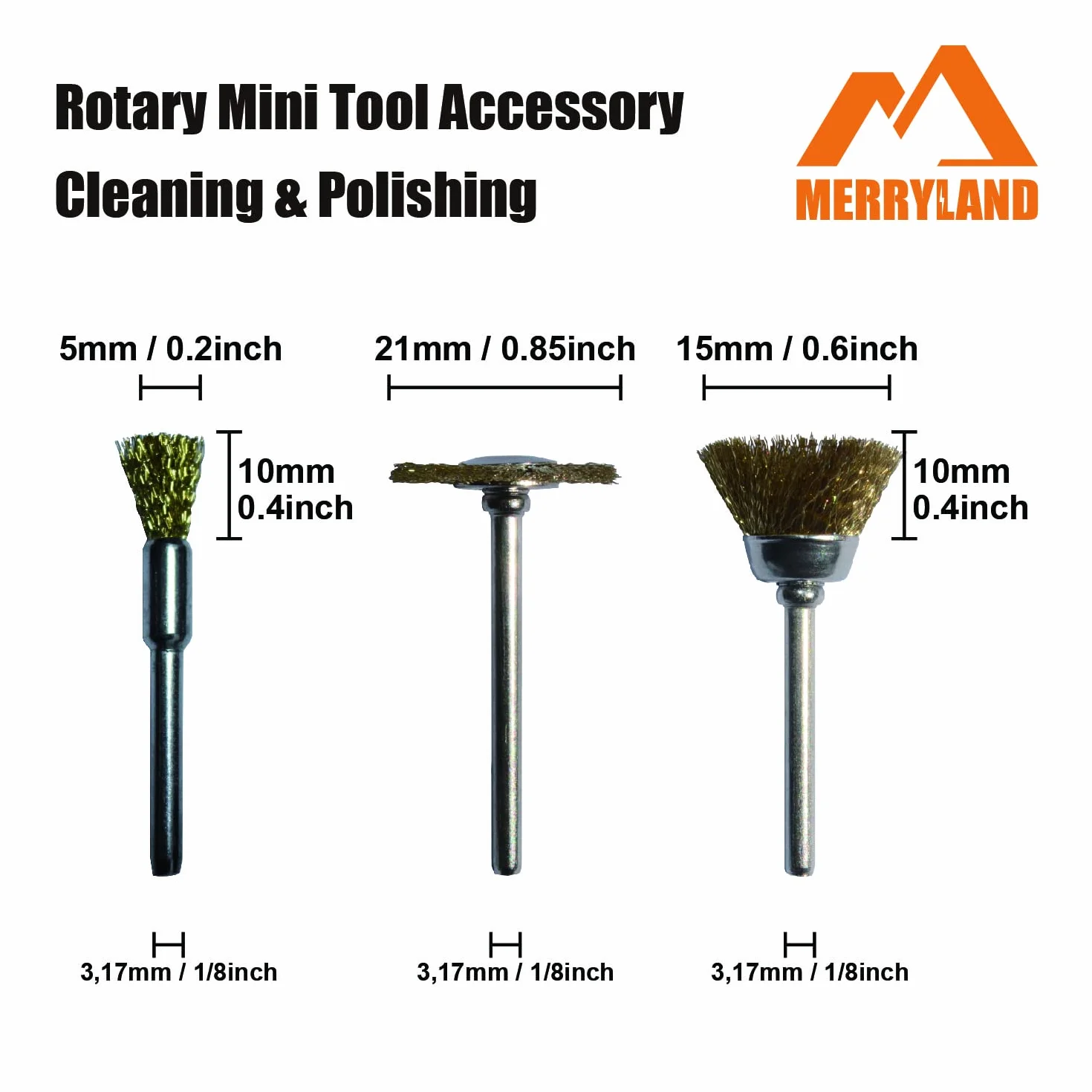 Merryland Szczotka metalowa mosiężna do Dremel 72pcs Circular, Cup and Brush 24pcs Każdy