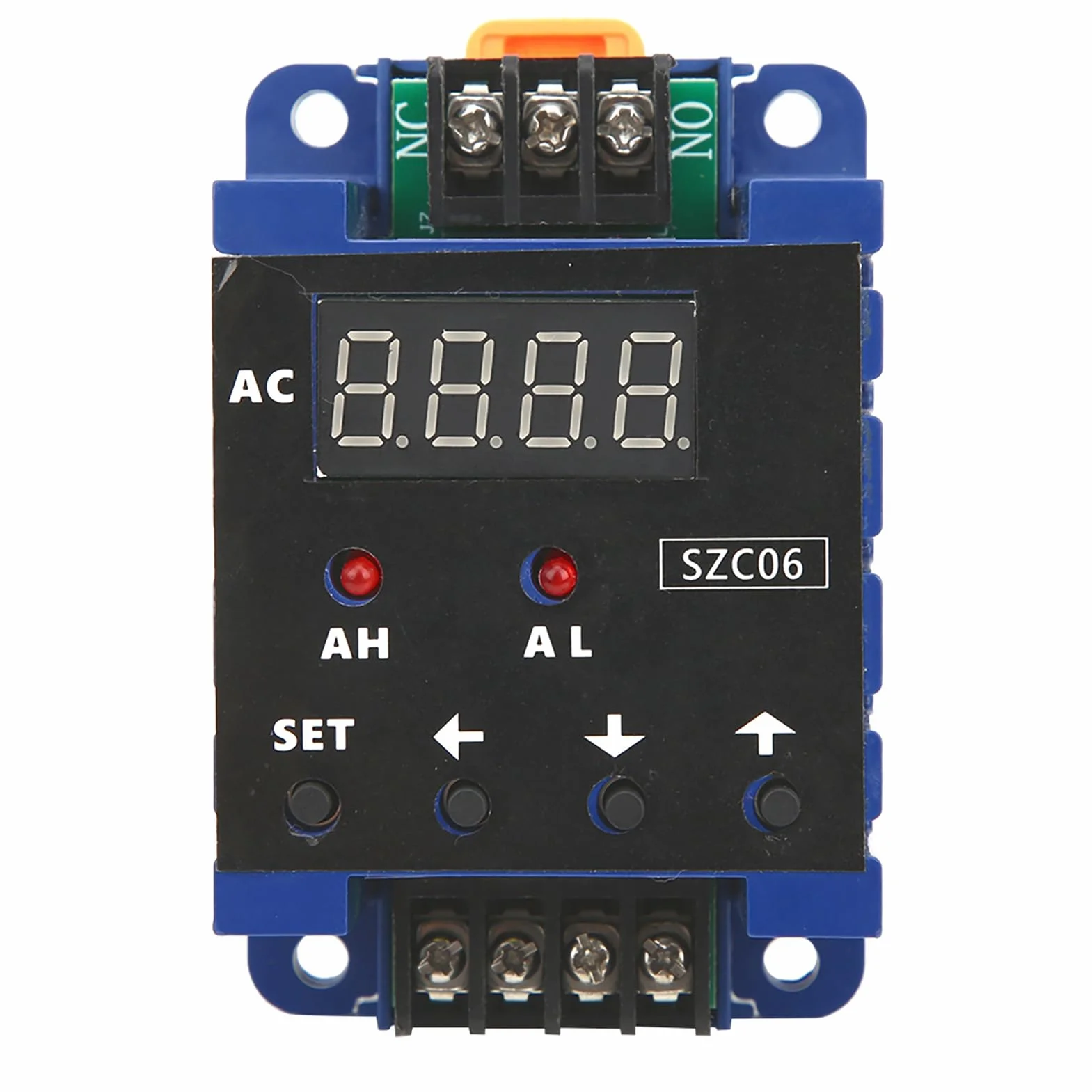 Cyfrowy amperomierz AC elektryczny SZC06 AC110‑220V 0,3‑50A zakres pomiarowy górna dolna granica przekaźnik opóźnienia alarmu (50A)