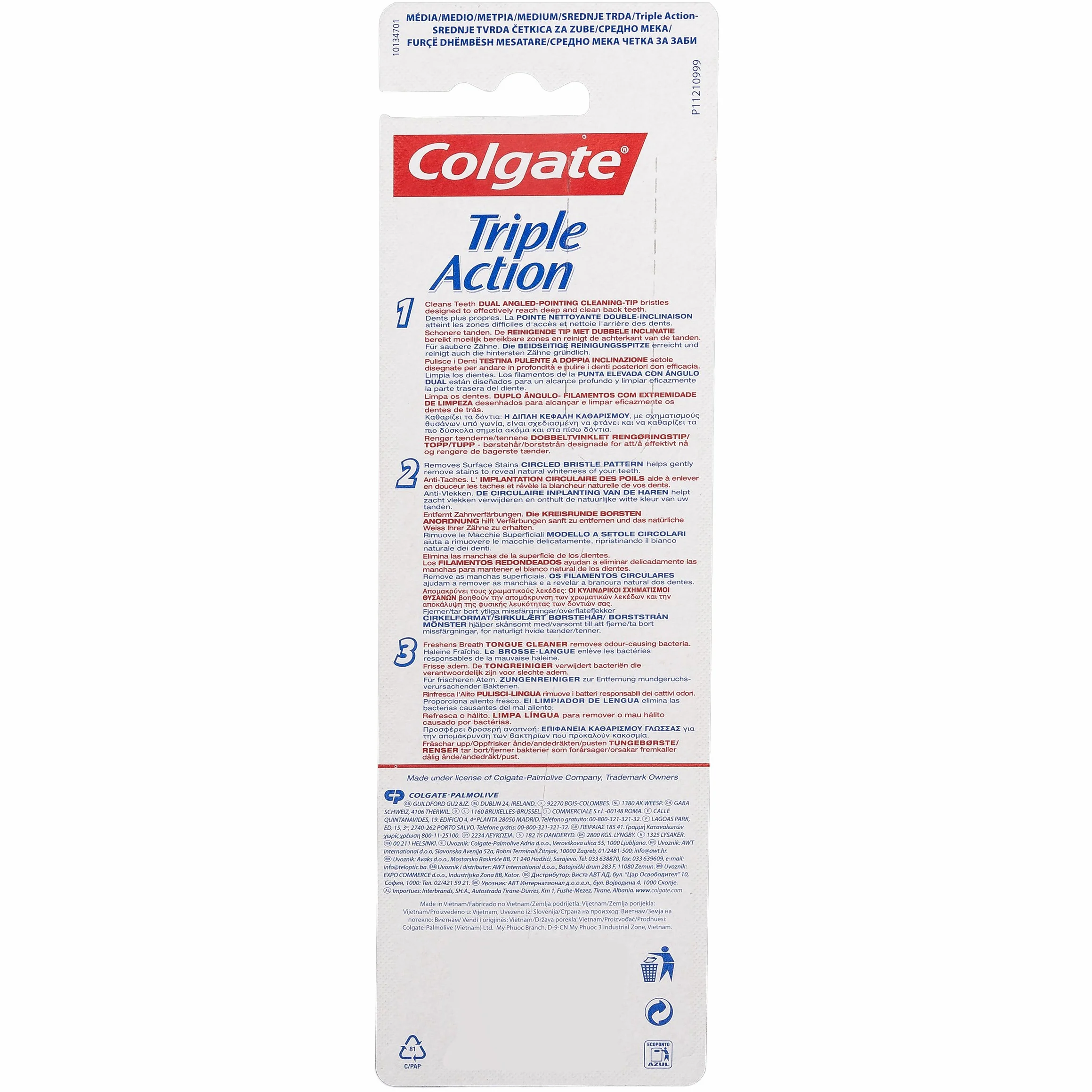 Colgate Potrójna szczoteczka do zębów Medium Action - Losowy kolor