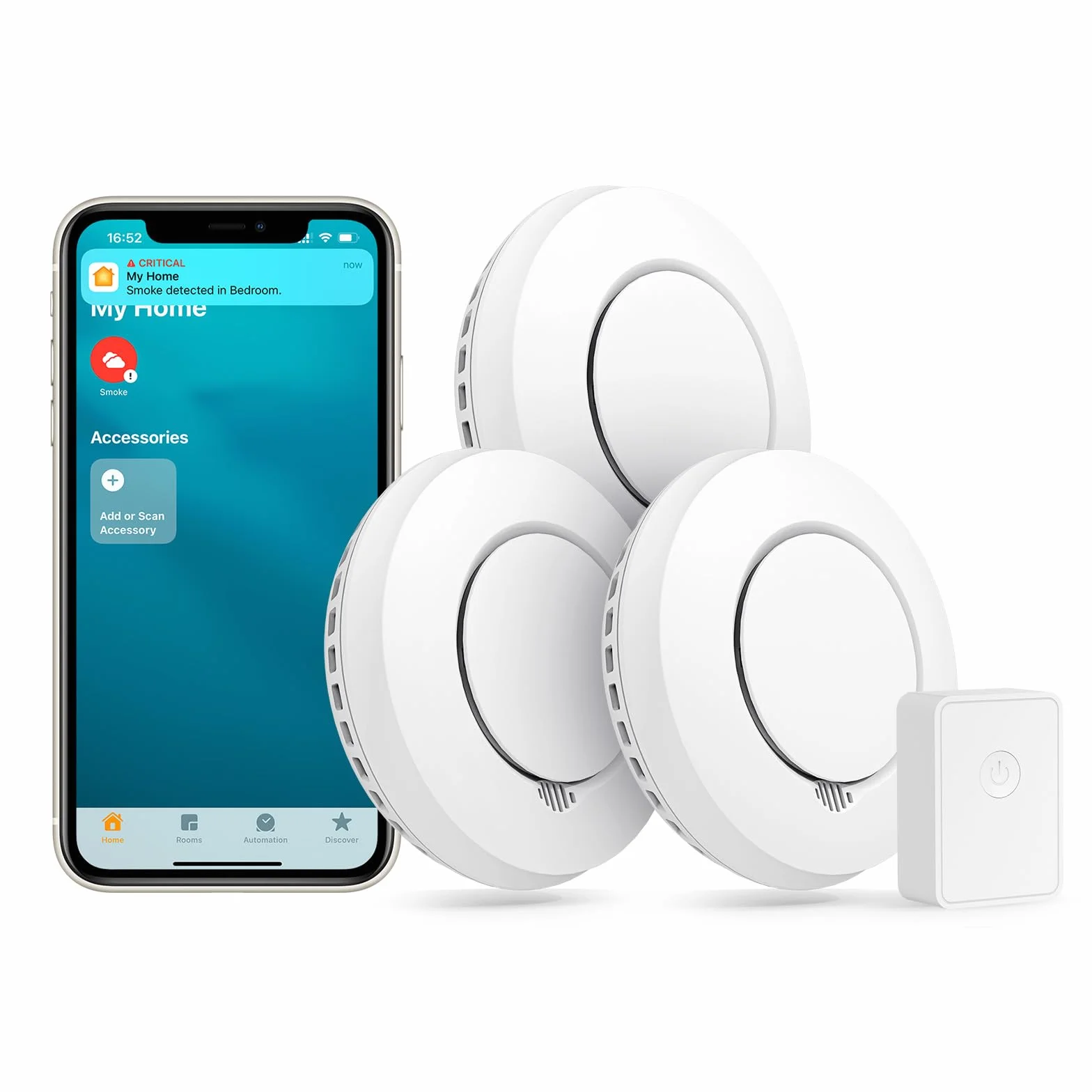Inteligentny czujnik zemsty 3 szt. czujka ognia, Wi-Fi, czujnik dymu z koncentratorem, działa z Apple HomeKit, nadaje się do sypialni, czujnik pożaru z wyłącznikiem wyciszającym i funkcją autotestu