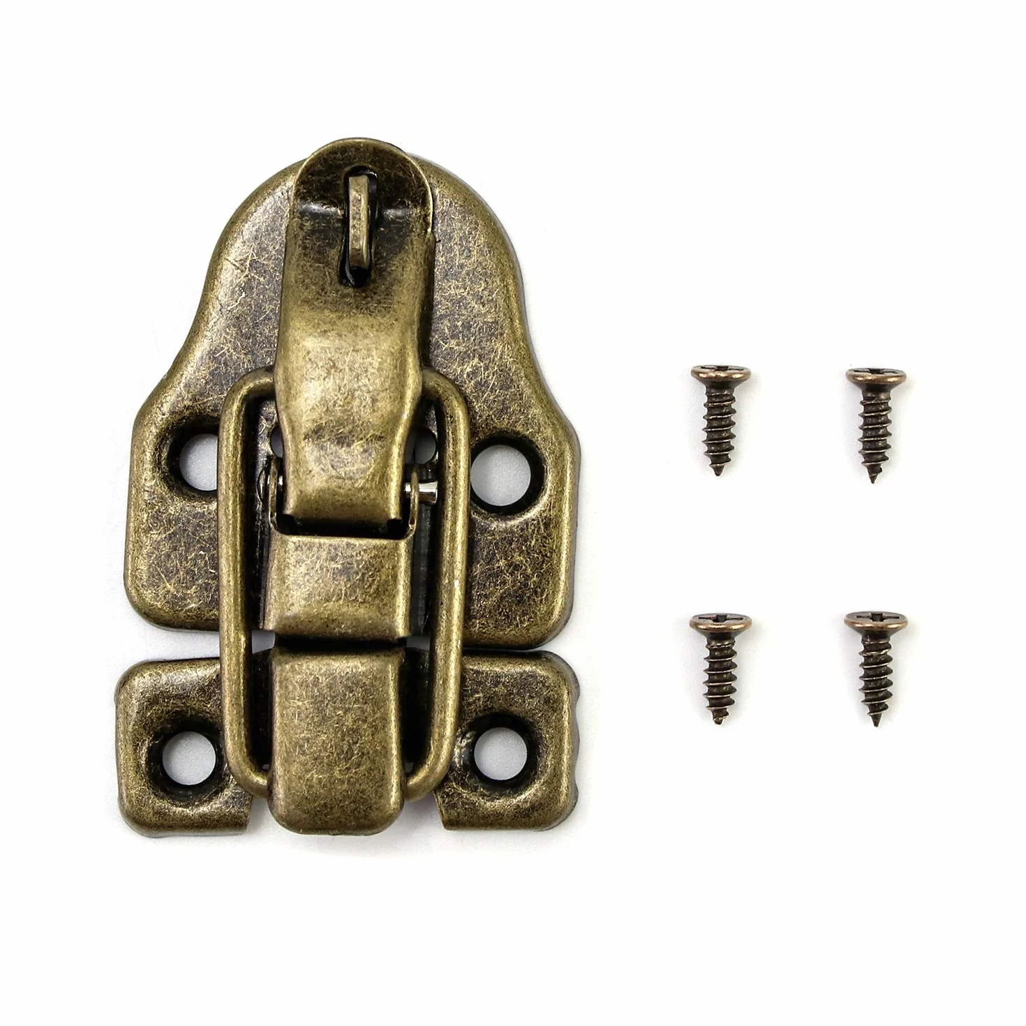 QWORK® antyczny zamek w stylu vintage, retro brązowy zamek zatrzaskowy do drewnianego pudełka z biżuterią, 5 sztuk