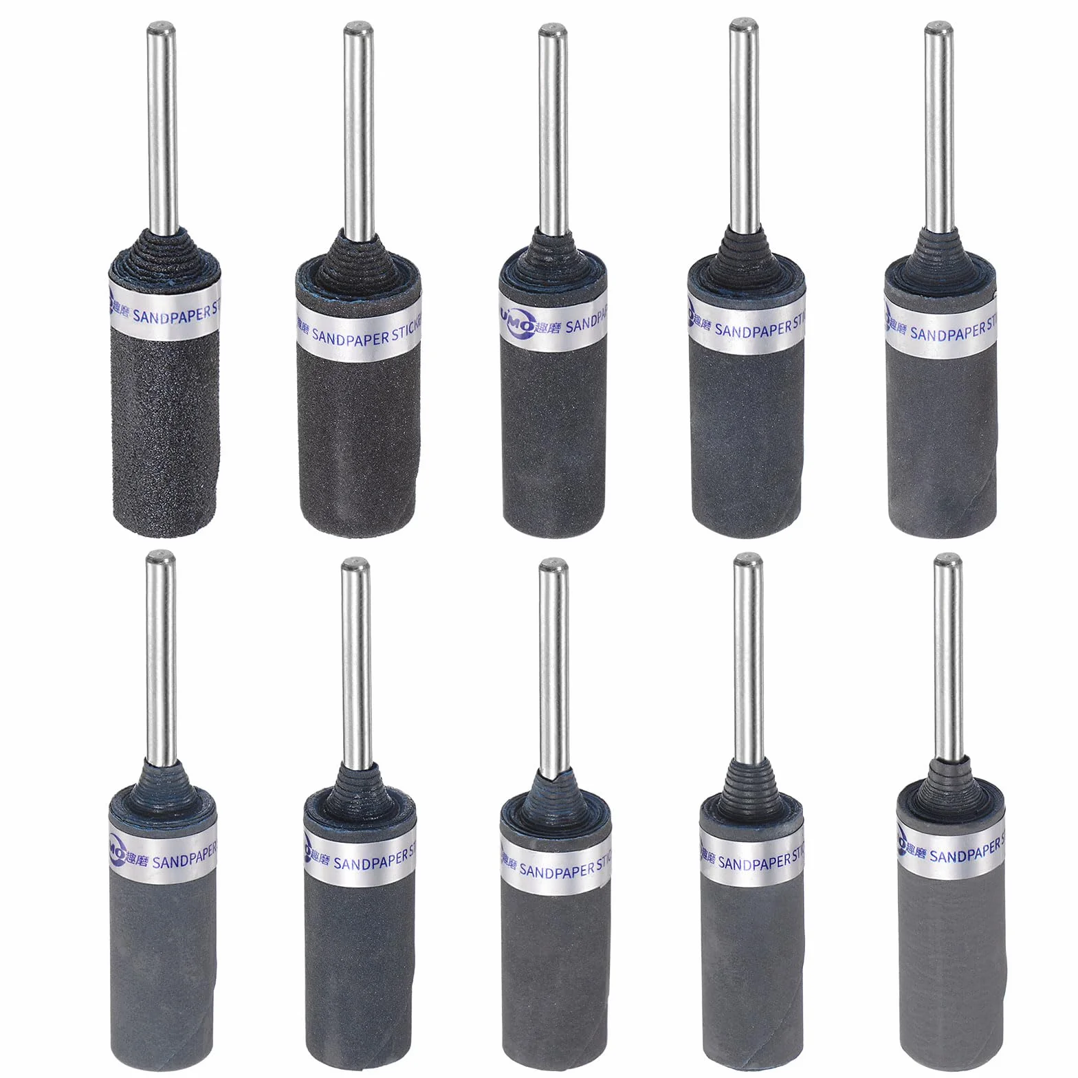 QUARKZMAN 10-częściowy zestaw rolek papieru ściernego, ziarnistość 180-2500, trzpień 3 mm, bębny szlifierskie, tulejki, cylinder, głowica szlifierska do obróbki drewna, szkła, metalu, polerowania