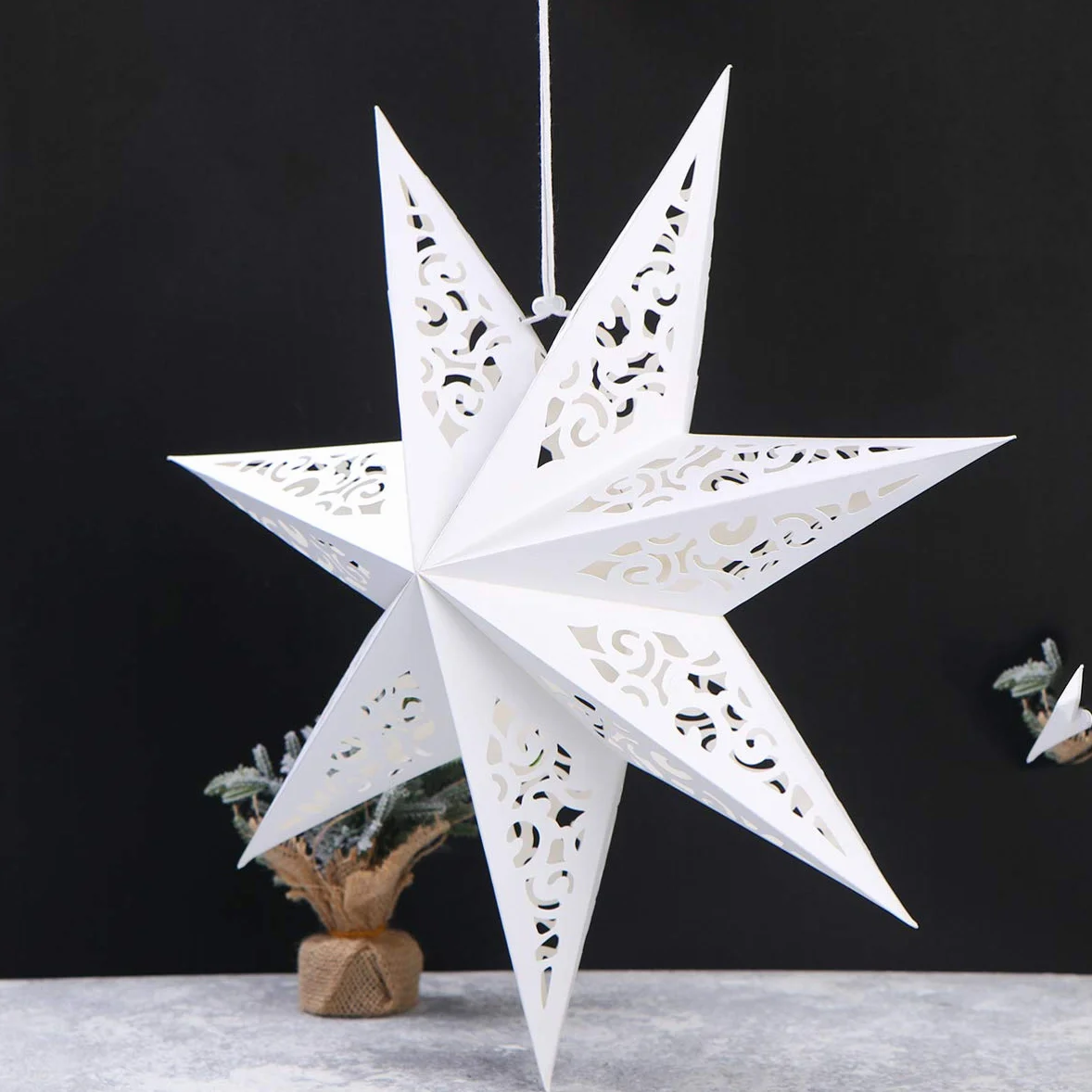CLISPEED Papierowa latarnia z motywem gwiazd, 45 cm, wisząca, na Boże Narodzenie, papierowa gwiazda 3D, wisząca dekoracja, papierowe lampiony na wesele, Boże Narodzenie, jako dekoracja