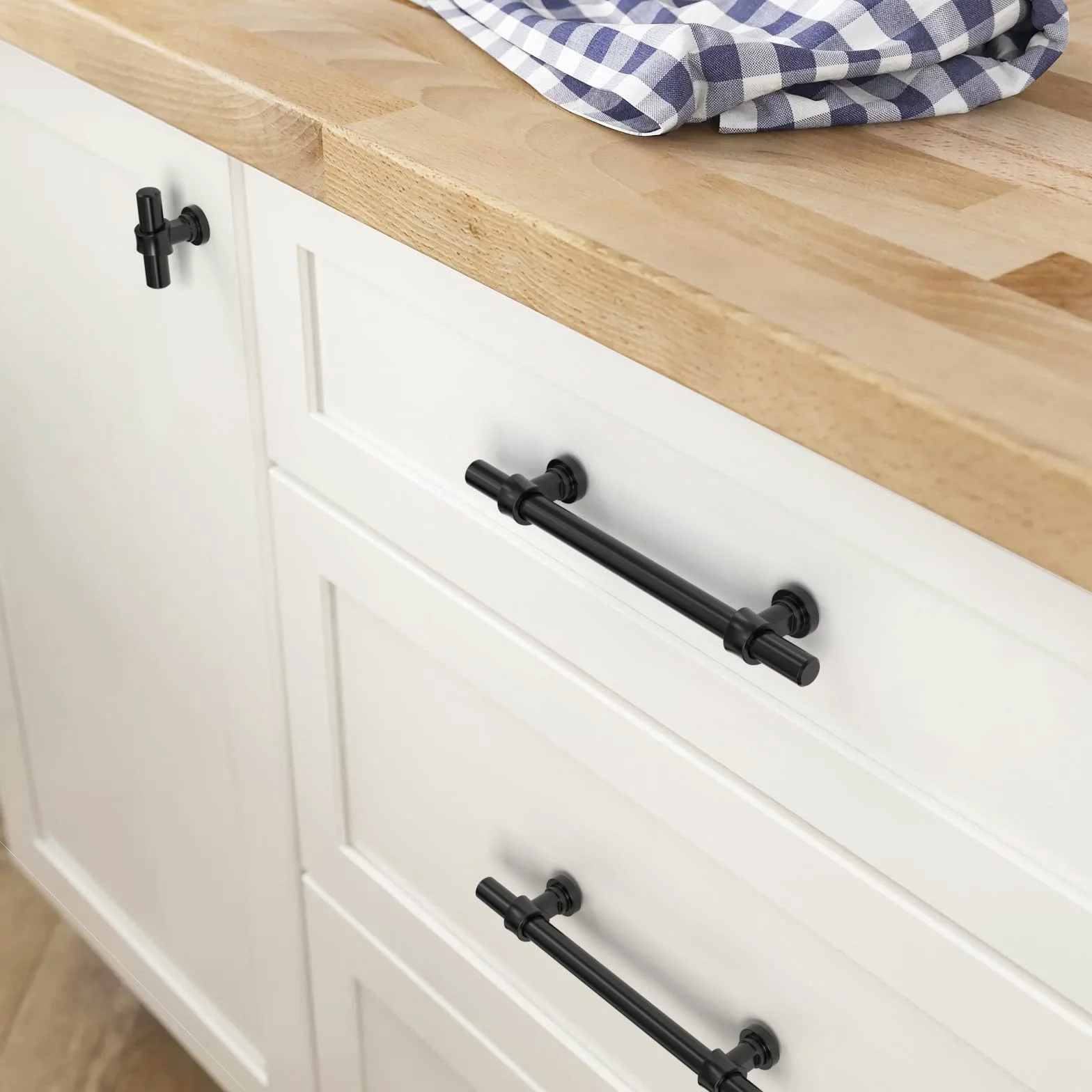 FURNIWARE 10 sztuk uchwytów meblowych, 160 mm, odstęp między otworami, uchwyty meblowe, uchwyty do szafy, do szafek kuchennych, do drzwi łazienkowych, szafy na ubrania, matowy czarny