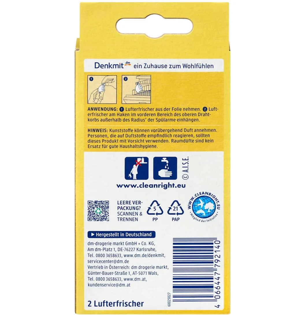 Denkmit Zmywarka Dezodorant świeży cytrynowy, 1 szt.