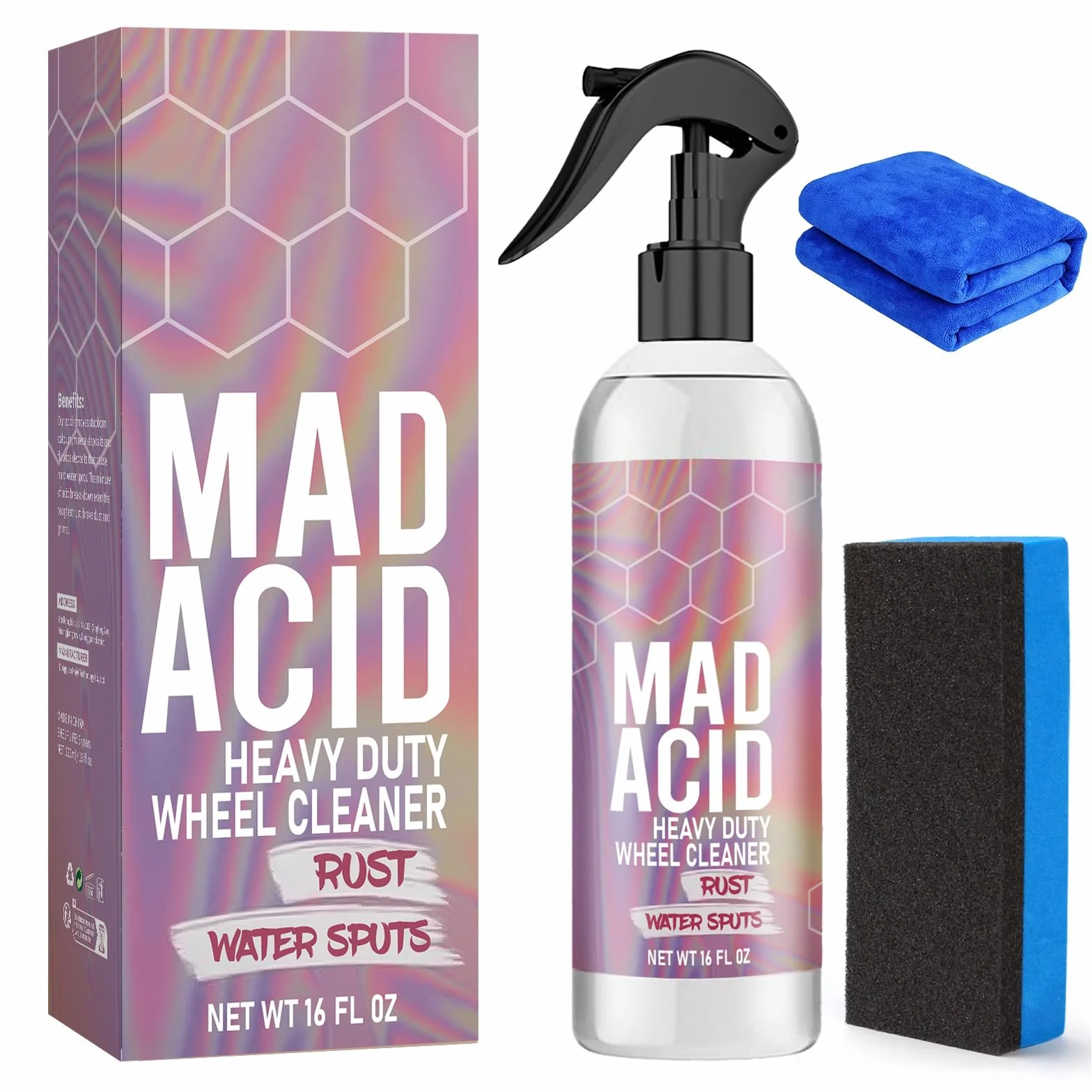 Mad Acid środek do czyszczenia szkła, usuwanie plam z kwaśnej wody, wielofunkcyjny, łatwe usuwanie, szybkoschnący, do samochodów, łazienek, mebli, płytek, 2 szt