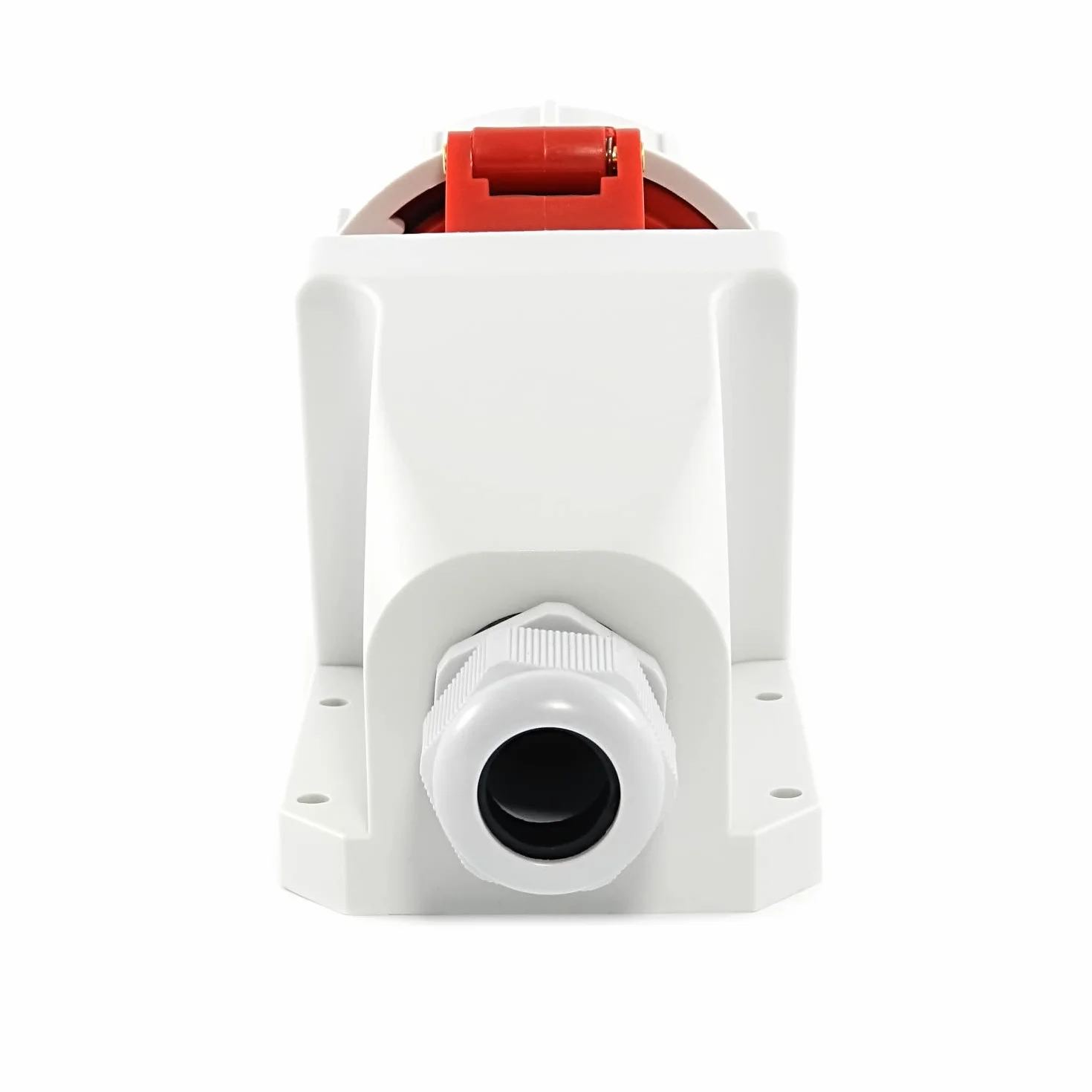 Wysokoprądowe gniazdko ścienne CEE do kabla 16 A 400 V IP67 5-pinowe gniazdo ścienne z zakręcaną pokrywą i pokrywą na zawiasach na zewnątrz 91643