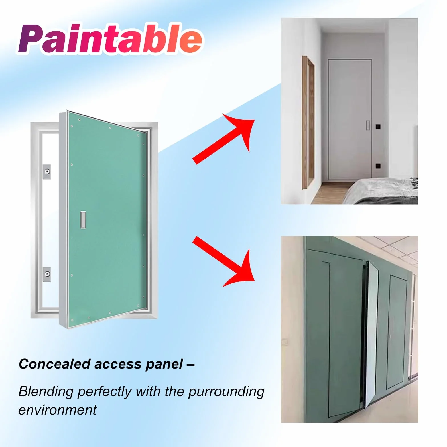 Panel dostępowy do płyt gipsowo-kartonowych o wymiarach od 30 x 50 do 80 x 130 cm, otwierana konstrukcja, idealna do łazienek i biur, drzwi serwisowe do montażu podtynkowego (50 x 70 cm)