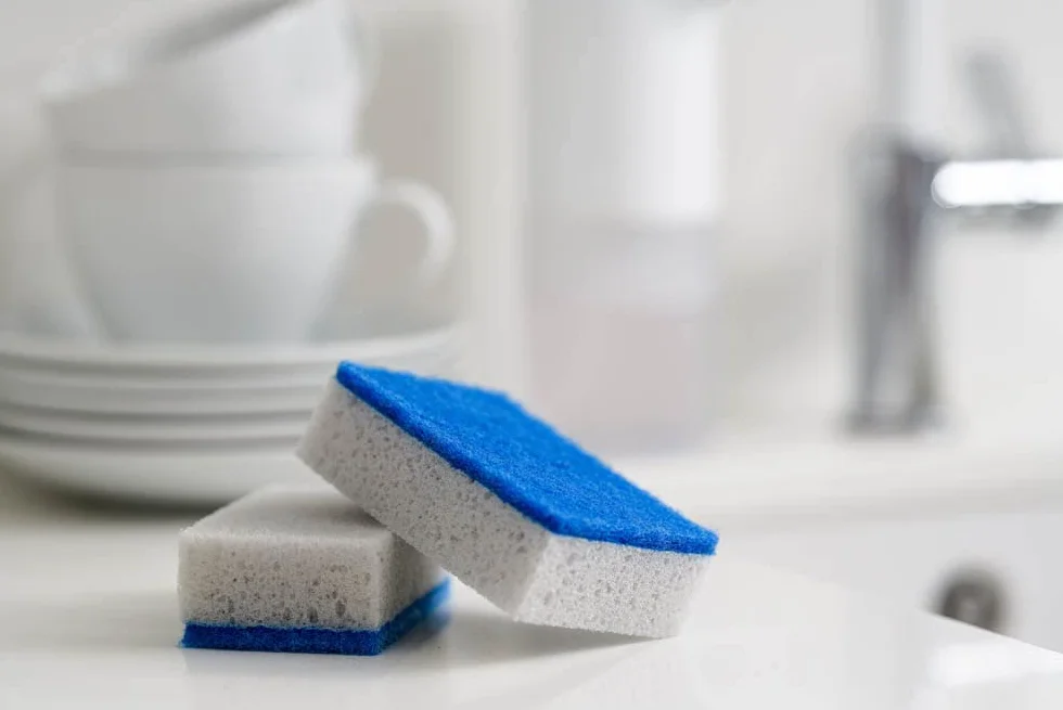 York Bacteria Stop gąbka do mycia naczyń, zestaw 5 sztuk, z właściwościami antybakteryjnymi, higieniczna z makrocząsteczkami cynku, gąbka do naczyń, gąbka kuchenna, gąbka do czyszczenia, 9 x 6 x 3 cm