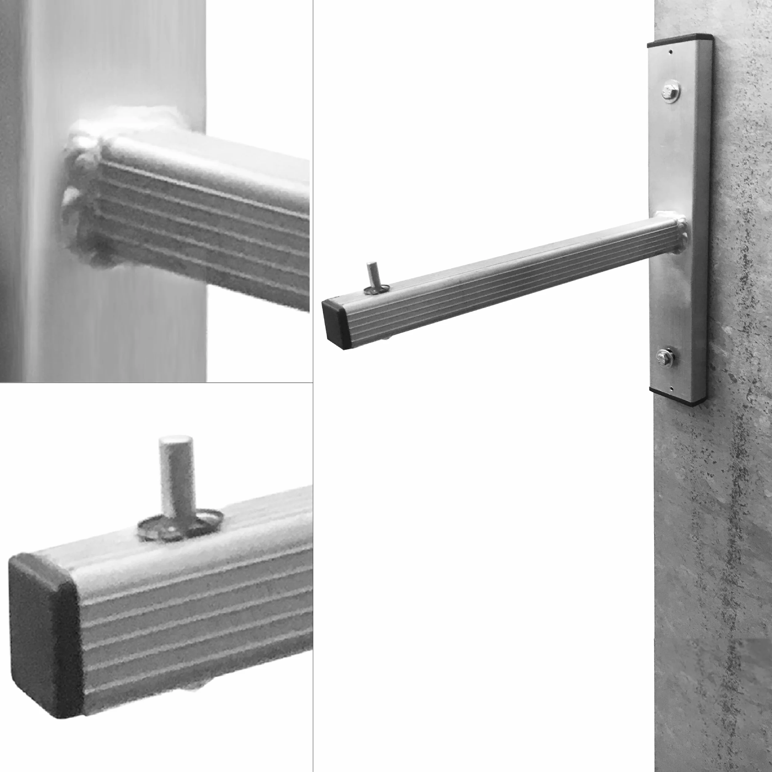 DRABEST Uchwyt do Drabiny Ścienny Aluminiowy 2 Sztuki Nośność 80 kg Odporny na Warunki Atmosferyczne