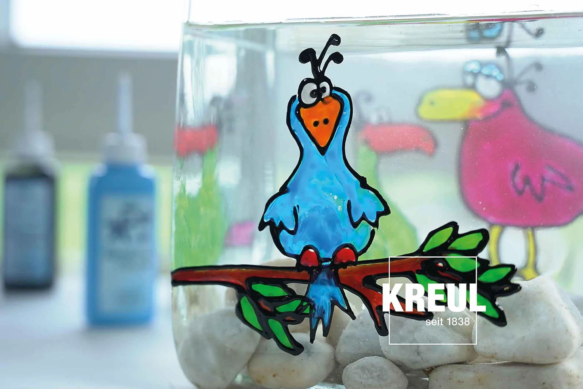 KREUL 42718 - Window Color fioletowy 80 ml, farba do okien na bazie wody, z fakturą, do szkła, luster, płytek i innych gładkich powierzchni