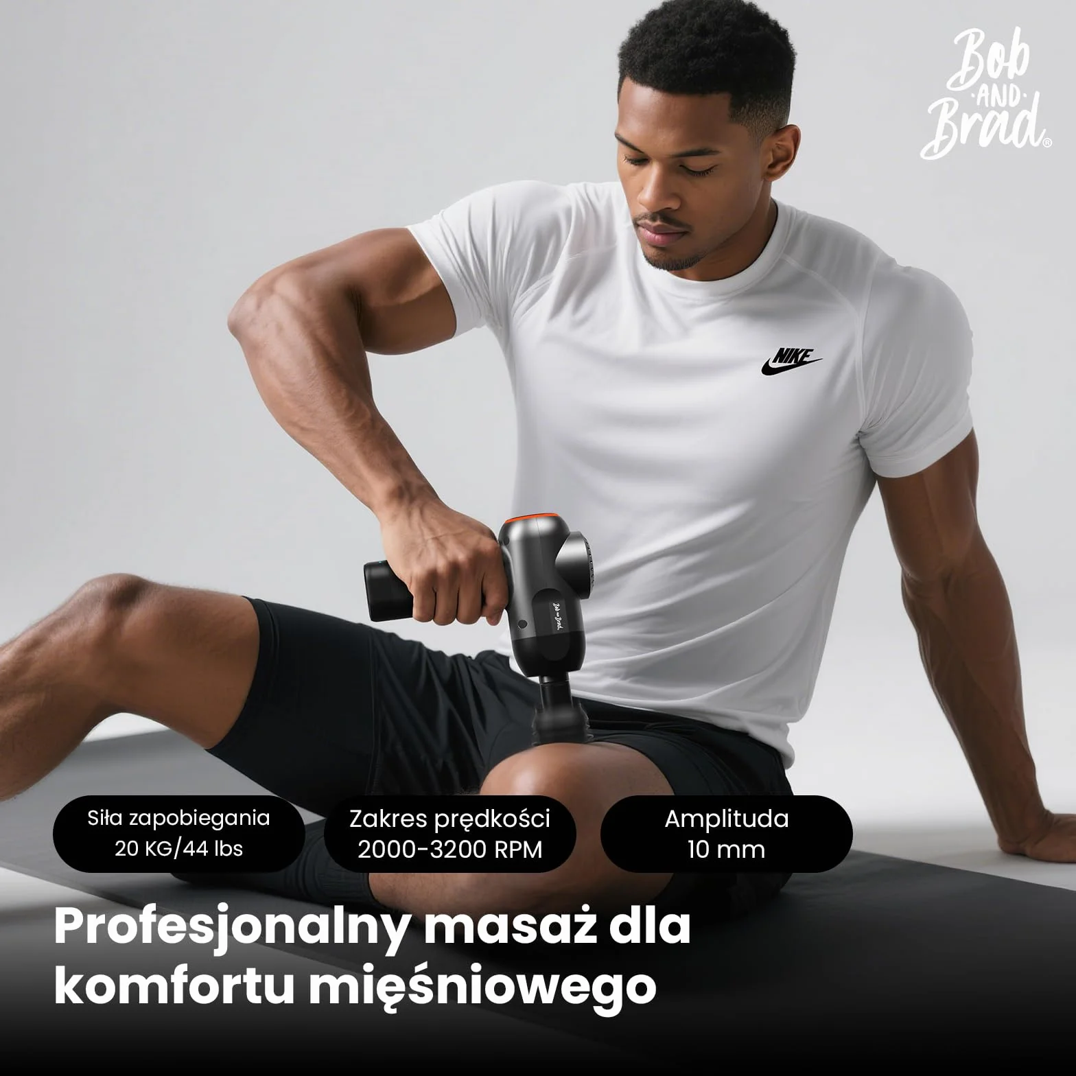 Bob and Brad C2 Pistolet do Masażu, Pistolet do Masażu Tkanki Głębokiej, Masażer Mięśni z 5 Prędkościami i, Do Łagodzenia Bólu i Regeneracji po Treningu w Domu, w Biurze czy na Siłowni, Czarny