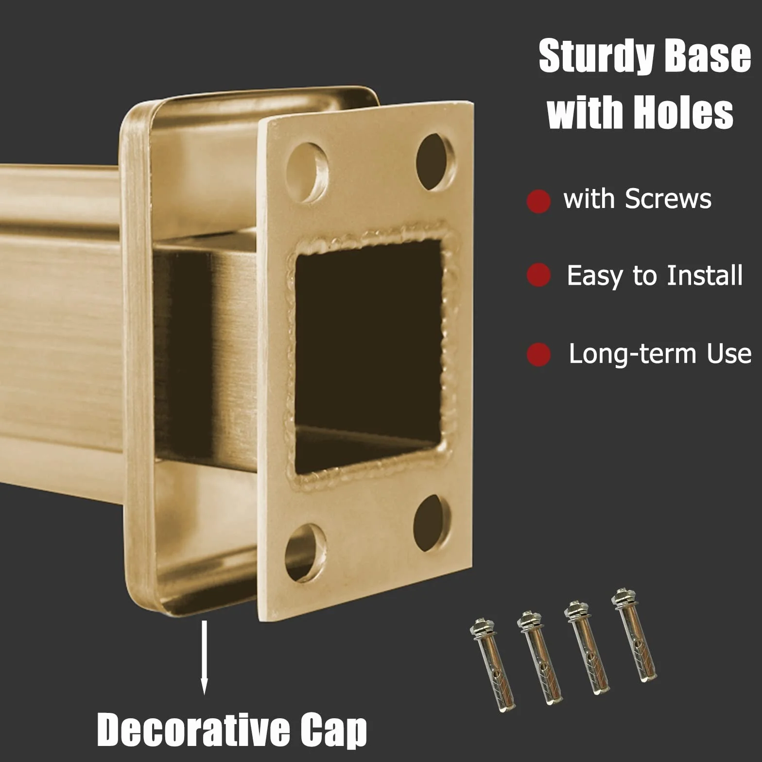 Złoty szklany słupek balustradowy na balkon i schody, 8-12 mm, wspornik panelu ze szkła hartowanego, kompatybilny z metalem/drewnem, wysokość 125 cm / 49.2in, elegancki design do użytku na zewnątrz