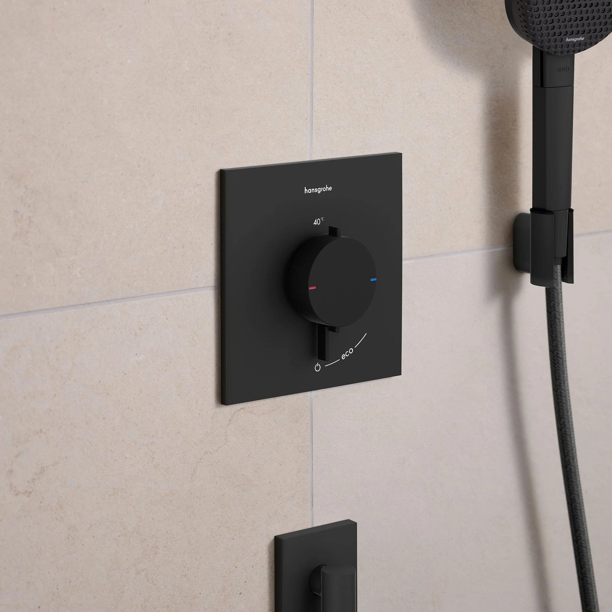 hansgrohe Ecostat Comfort E 33710670 termostat prysznicowy podtynkowy, armatura prysznicowa z blokadą bezpieczeństwa (SafetyStop) w temperaturze 40°C, termostat do prysznica, bateria mieszająca dla 1