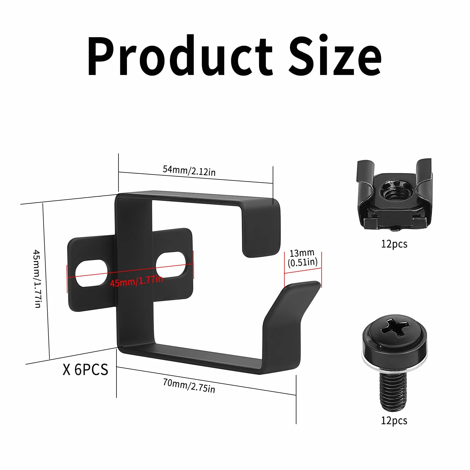 6 pionowych wsporników do zarządzania kablami do stojaków serwerowych 1U, haczyki D-Ring, organizer kabli do montażu w stojaku sieciowym do serwerowych 48.3 cm