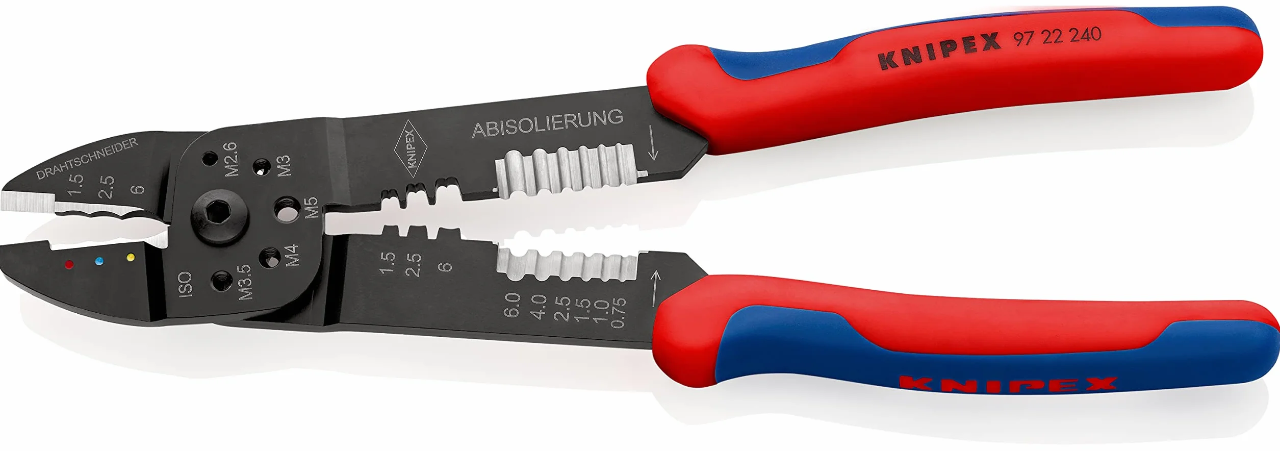 KNIPEX Szczypce do zagniatania w opakowaniu z zawieszką lakierowana w kolorze czarnym z osłonkami wielokomponentowymi 240 mm, 97 22 240 SB