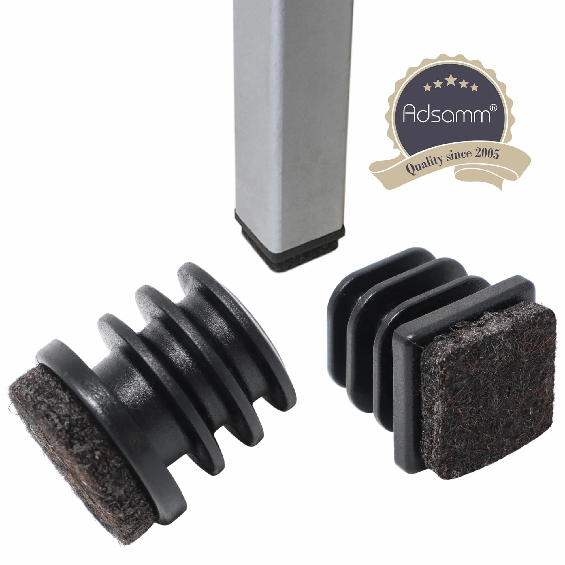 Adsamm® / 32 x zatyczki do lameli z filcu/czarne/Ø 12-14 mm/okrągłe/filcowe ślizgacze meblowe do krzeseł stalowych w jakości premium