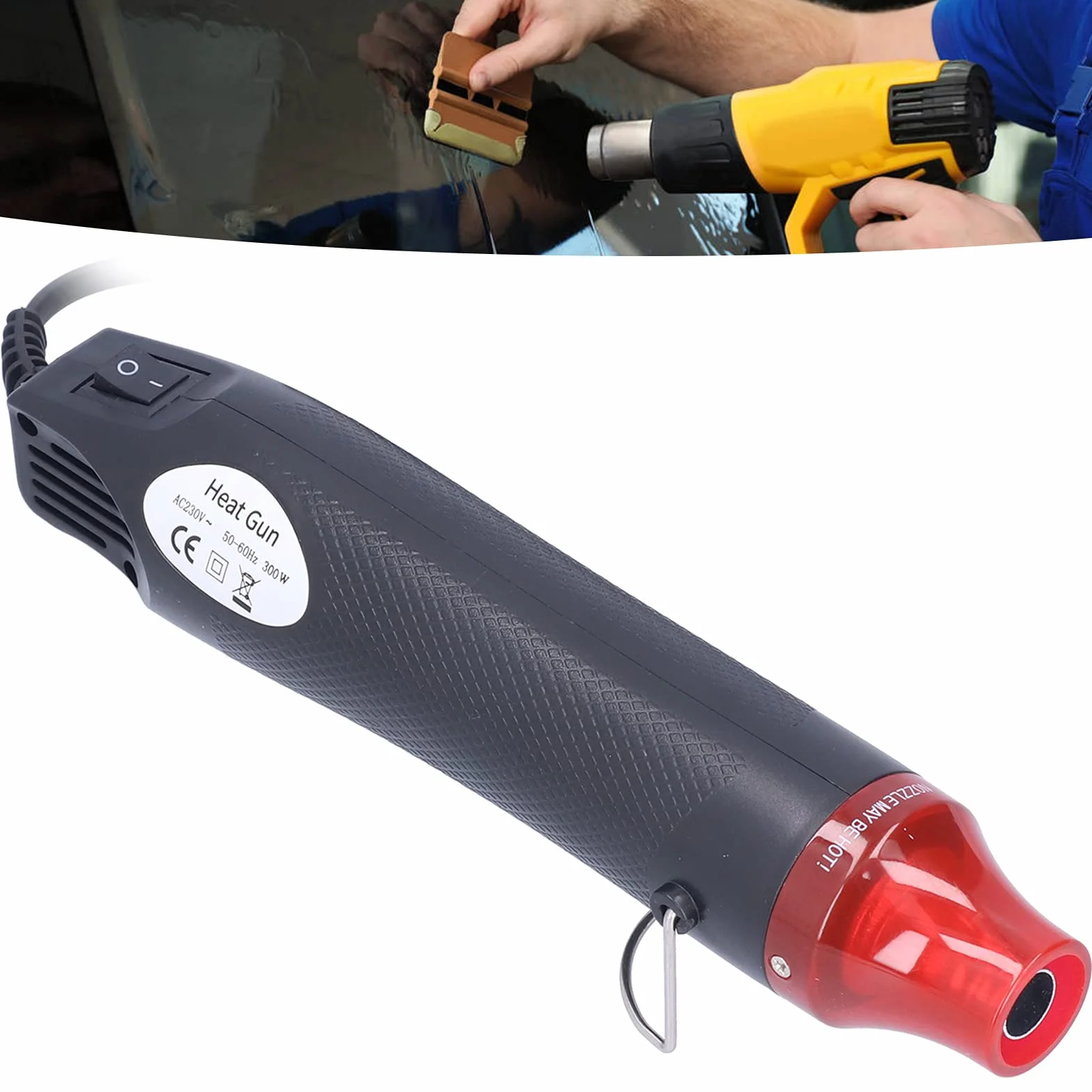 Przenośny pistolet na gorące powietrze, 200 ℃ 390 ℉ Mini opalarka Plastik ABS Zewnętrzne szerokie zastosowanie do projektów DIY(Norma europejska 230V)