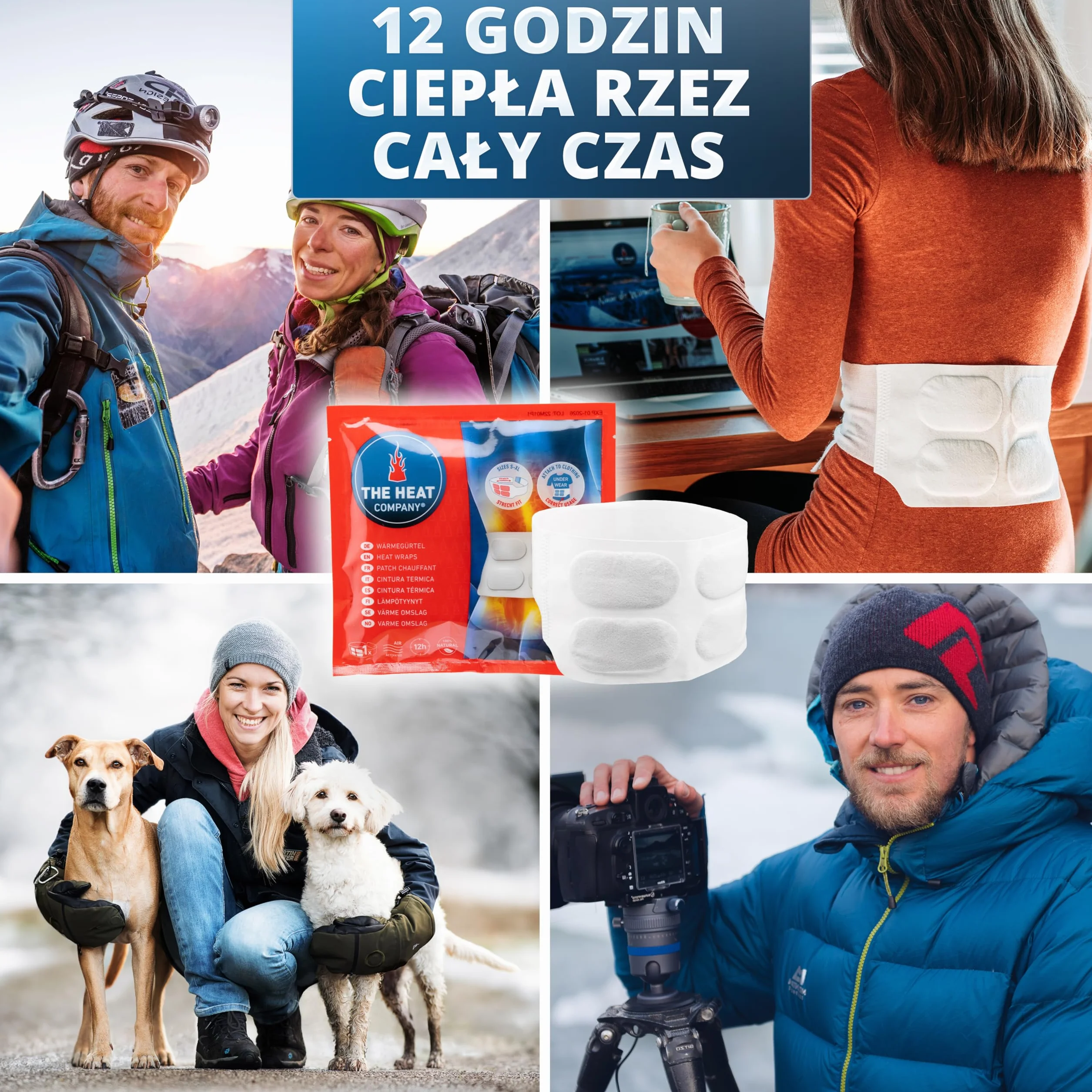THE HEAT COMPANY Heat Wraps 10 sztuk Ogrzewanie ciała aktywowane powietrzem czysto naturalne S-XL