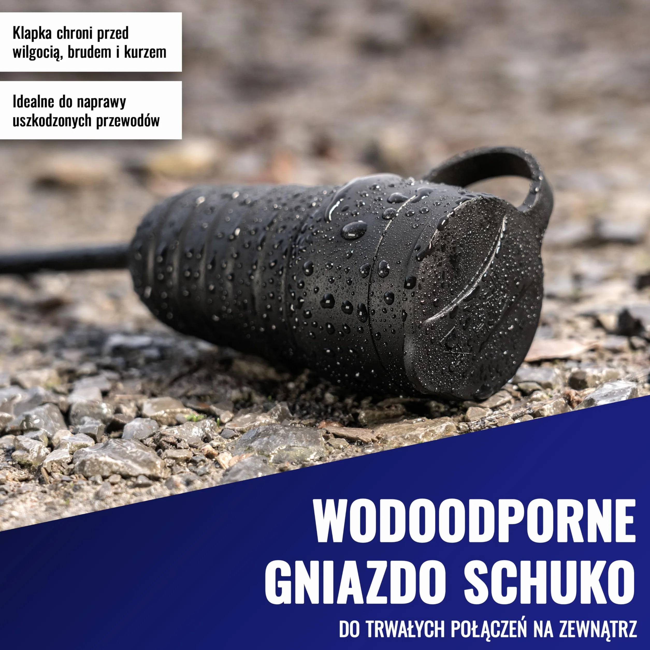 Poppstar 3x gumowe gniazdko z klapką ochronną, (2-biegunowe, 230V, 16A, IP44), wodoodporne, do użytku zewnętrznego, czarne