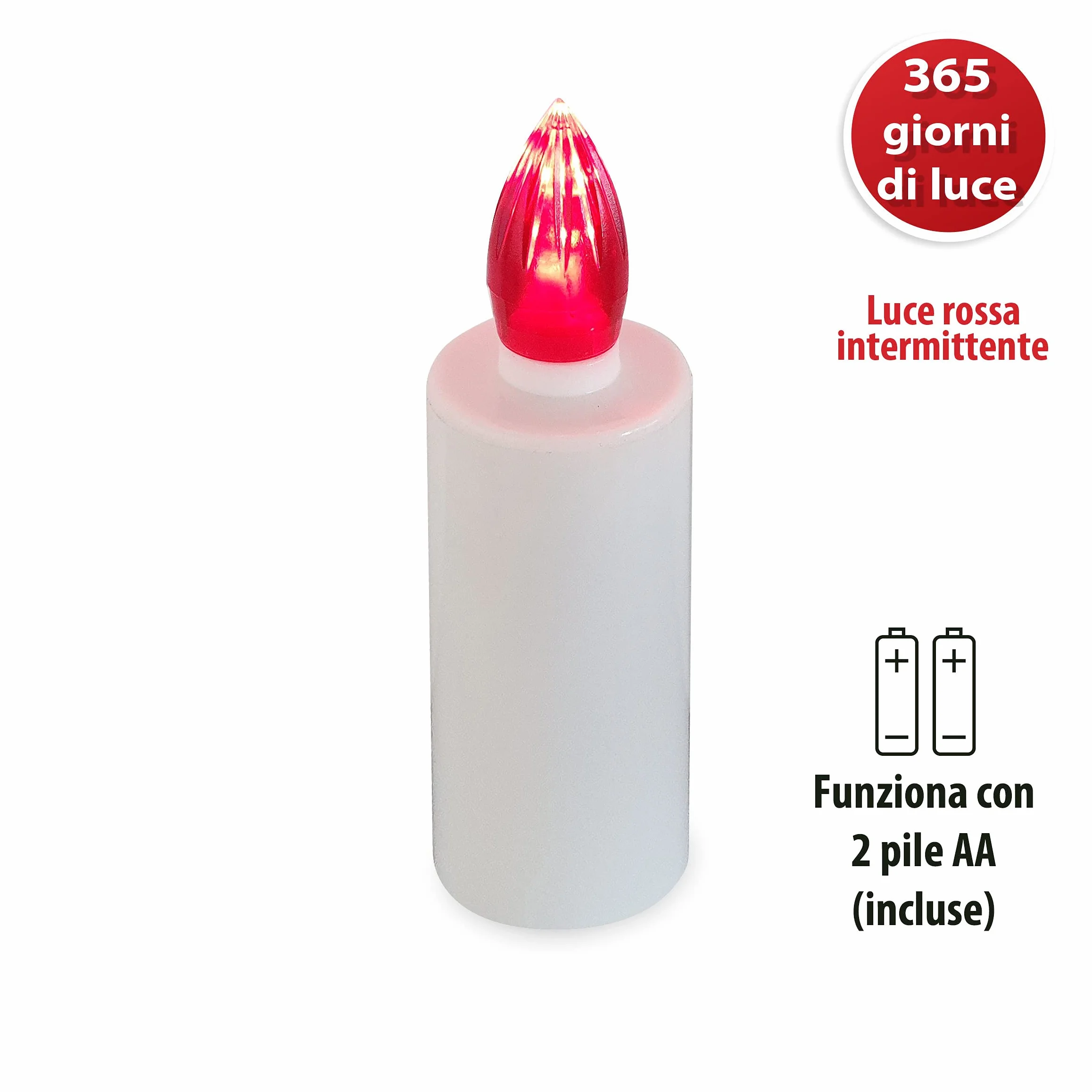 INFINITY: Świeca wotywna LED, trwałość 365 dni, kolor biały z przerywanym czerwonym światłem